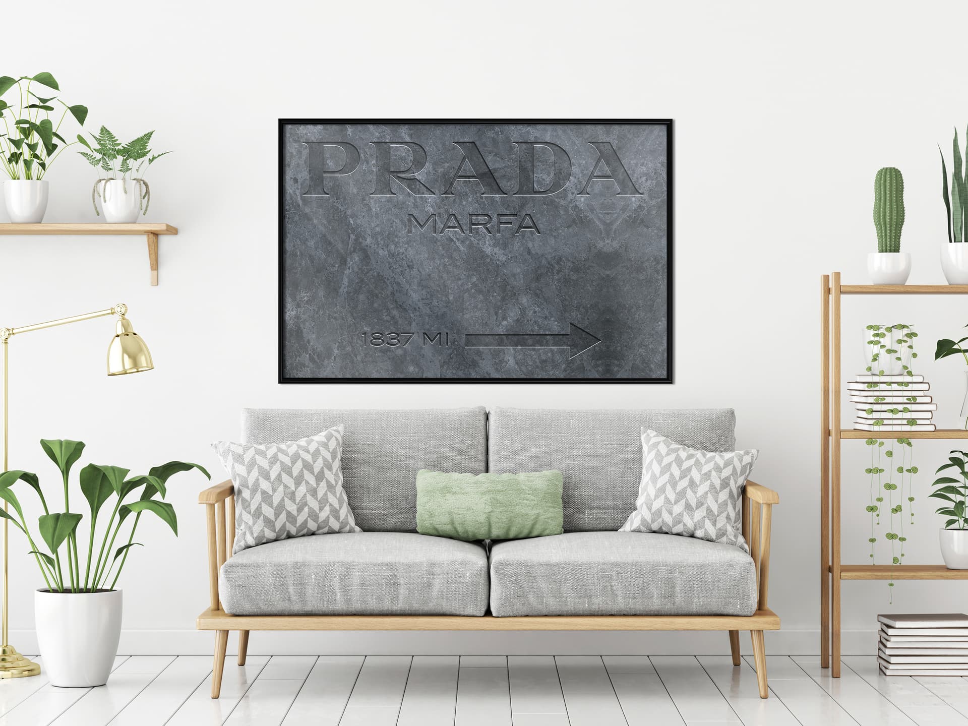 

Plakat - Prada (szary) (rozmiar 45x30, wykończenie Rama czarna)