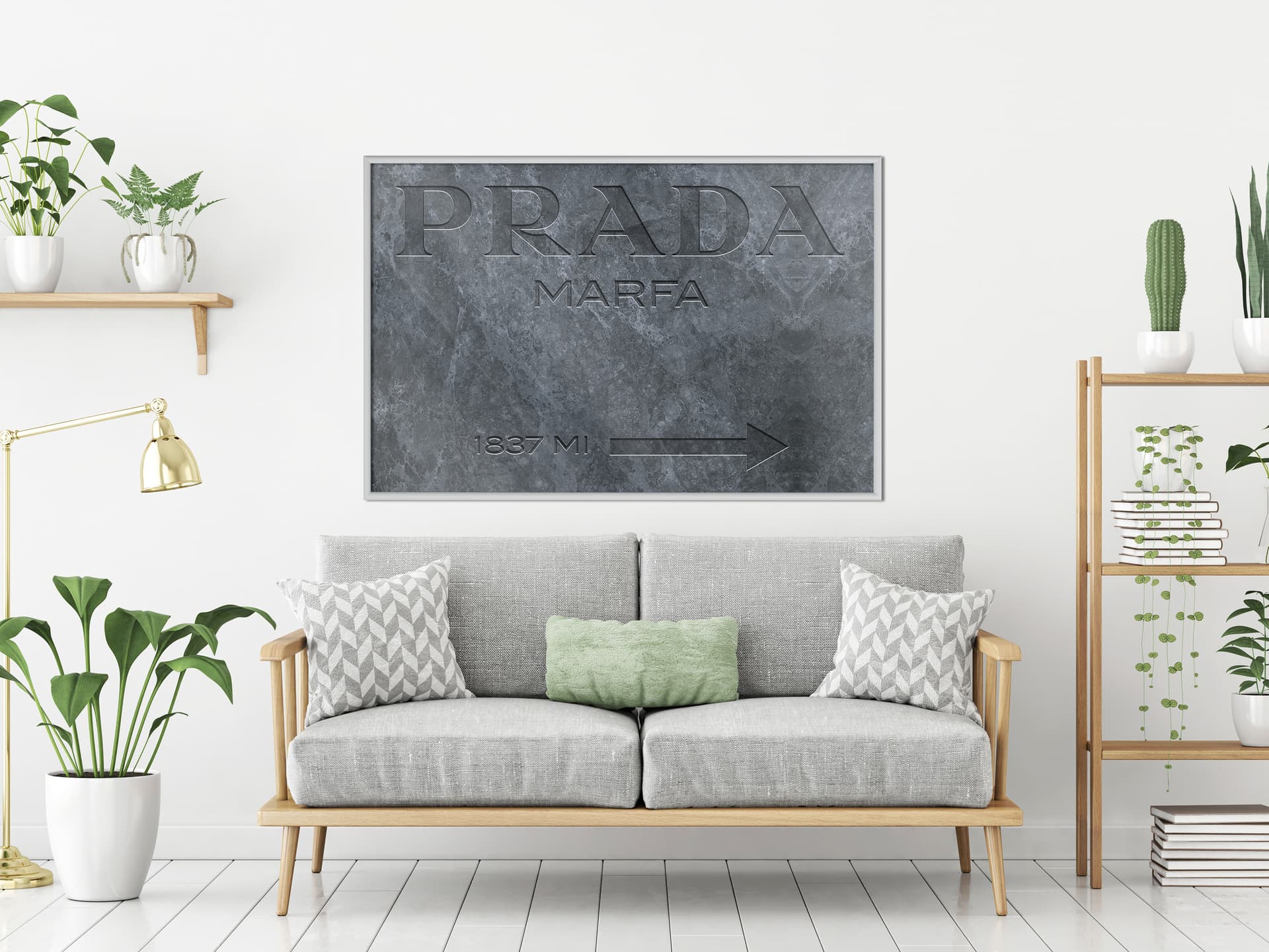 

Plakat - Prada (szary) (rozmiar 45x30, wykończenie Rama biała)