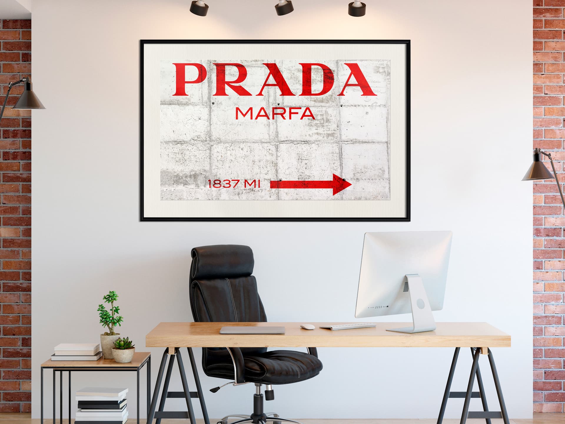 

Plakat - Prada (czerwony) (rozmiar 30x20, wykończenie Rama czarna z passe-partout)