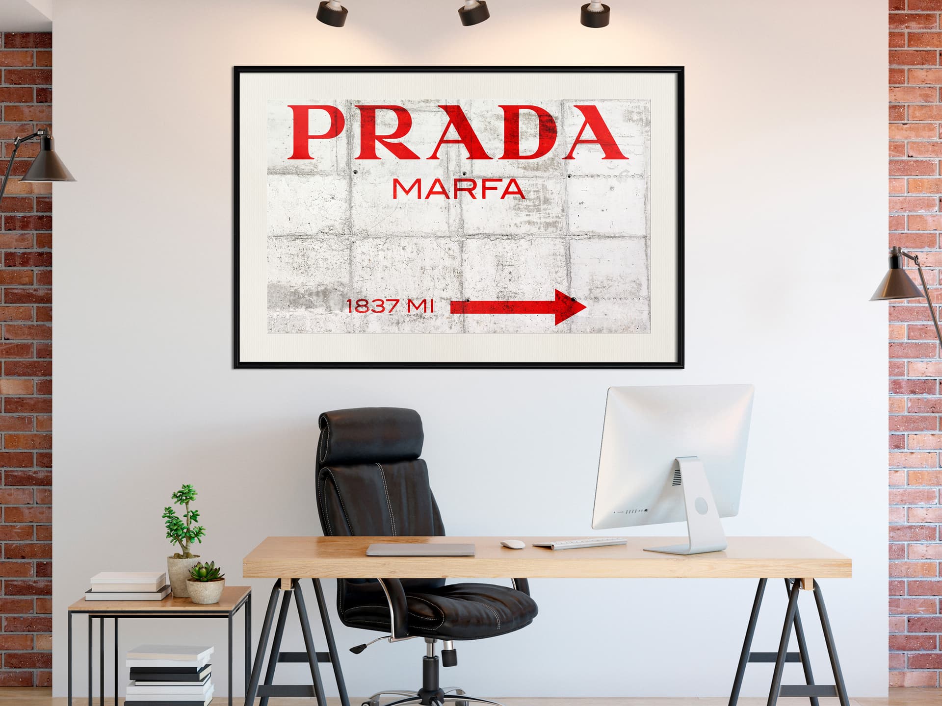 

Plakat - Prada (czerwony) (rozmiar 45x30, wykończenie Rama czarna z passe-partout)