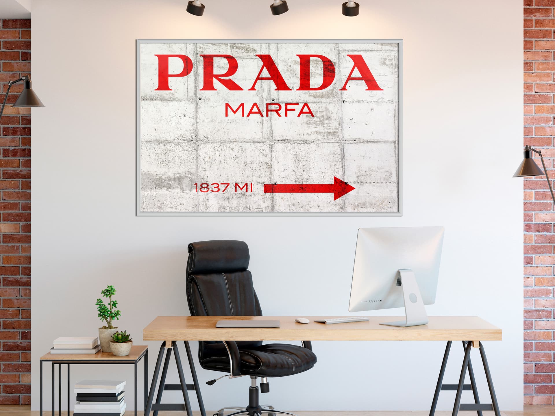 

Plakat - Prada (czerwony) (rozmiar 90x60, wykończenie Rama biała)