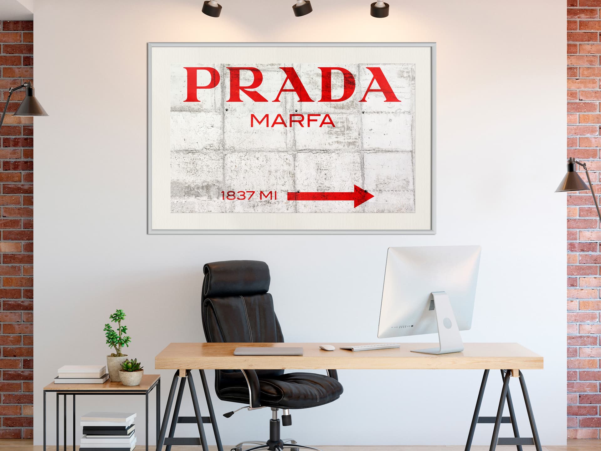 

Plakat - Prada (czerwony) (rozmiar 60x40, wykończenie Rama biała z passe-partout)