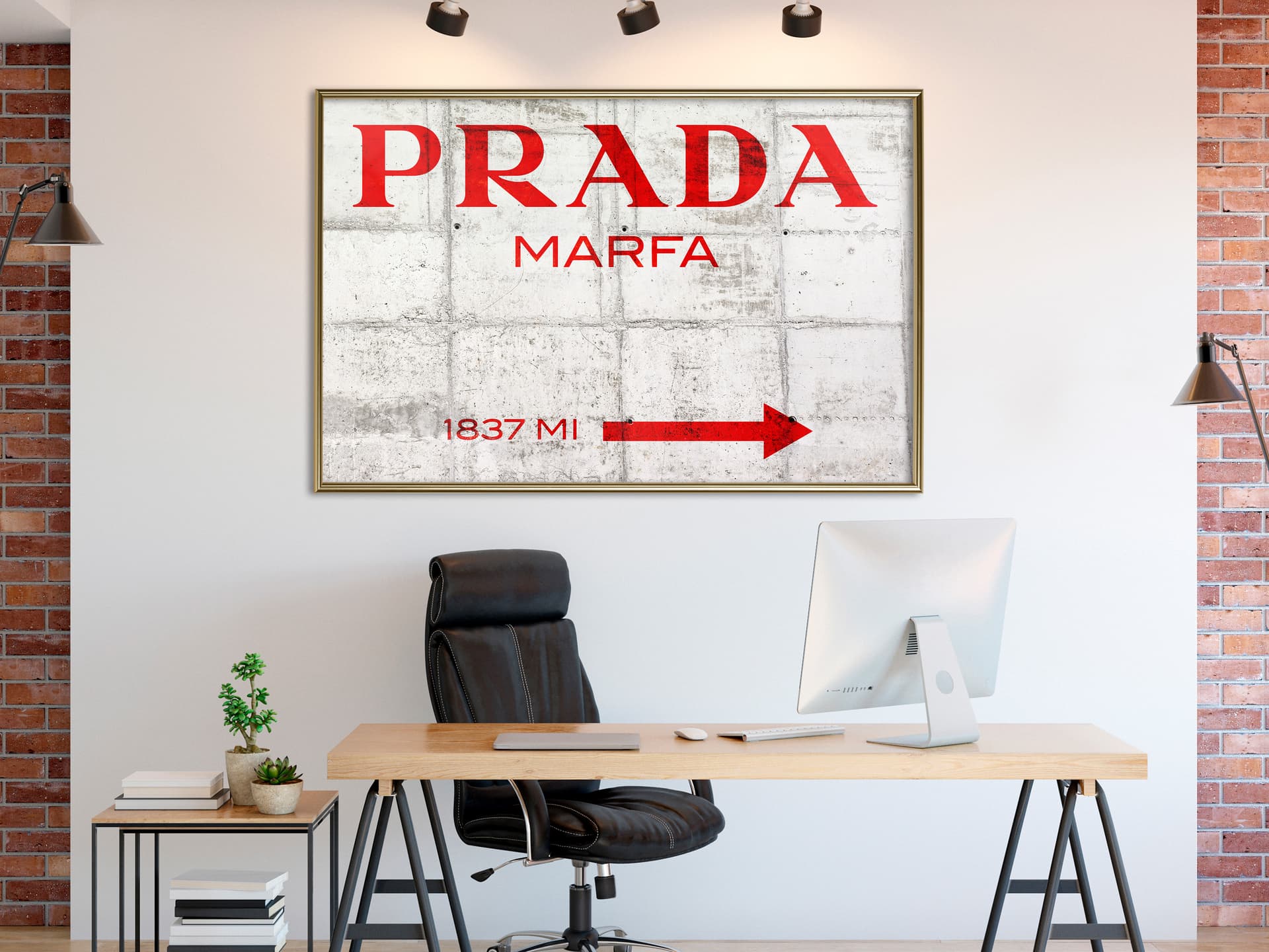 

Plakat - Prada (czerwony) (rozmiar 30x20, wykończenie Rama złota)