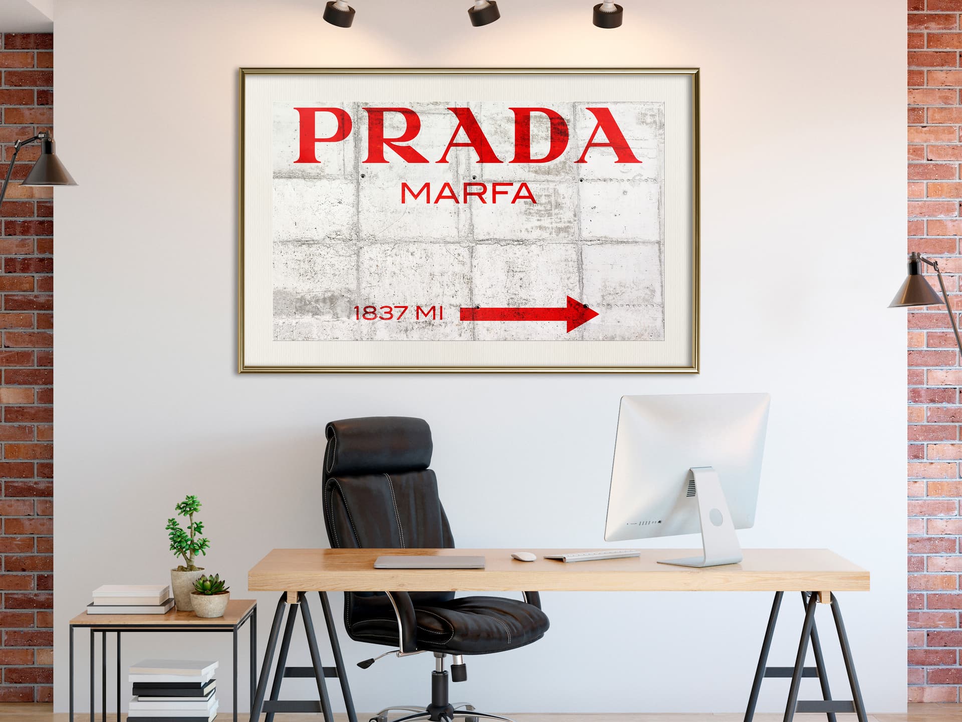 

Plakat - Prada (czerwony) (rozmiar 30x20, wykończenie Rama złota z passe-partout)