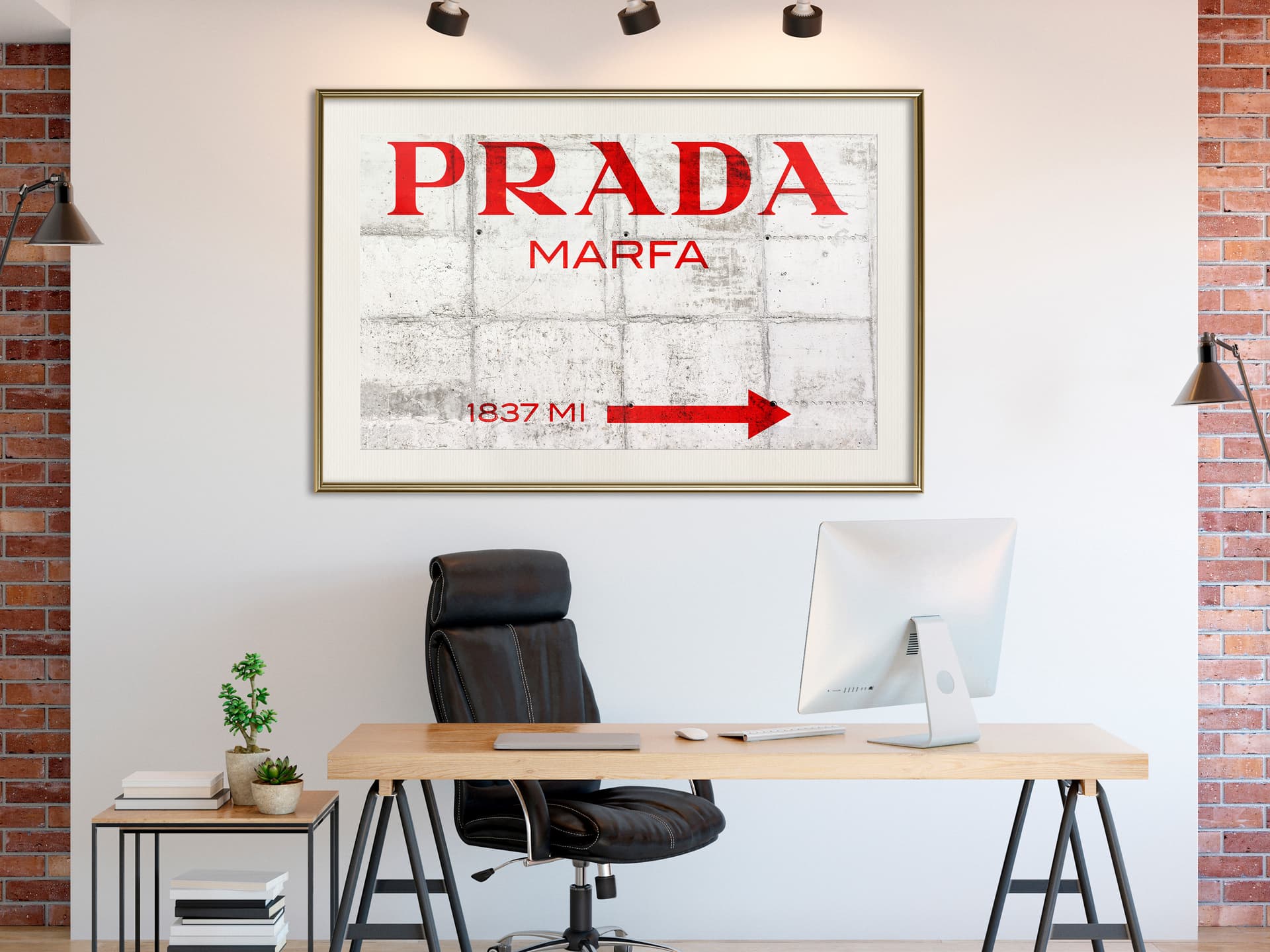 

Plakat - Prada (czerwony) (rozmiar 45x30, wykończenie Rama złota z passe-partout)