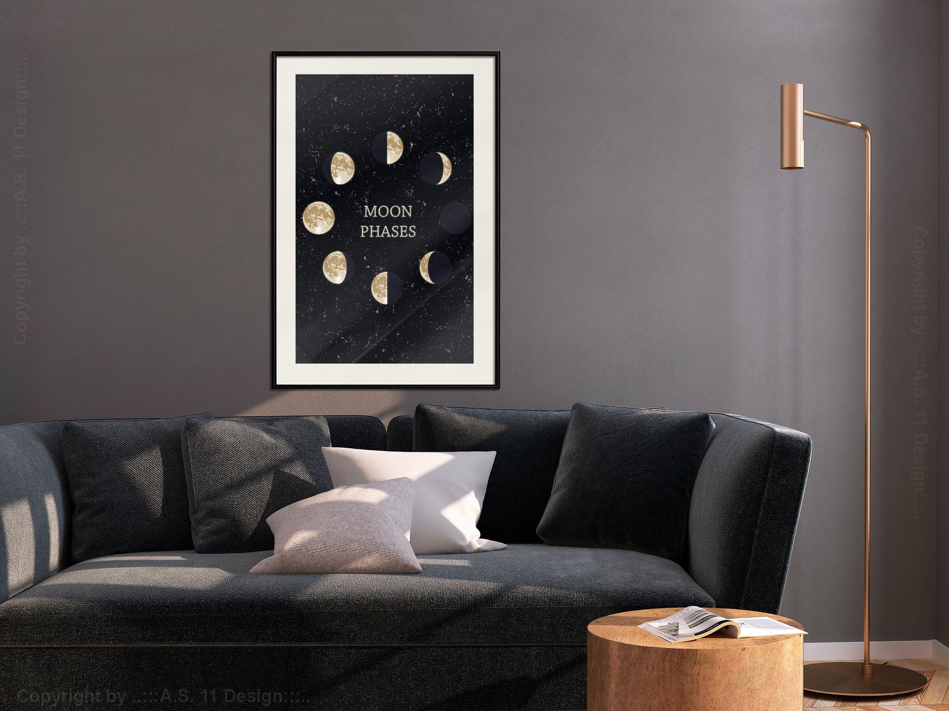 

Plakat - W rytmie księżyca (rozmiar 30x45, wykończenie Rama czarna z passe-partout)