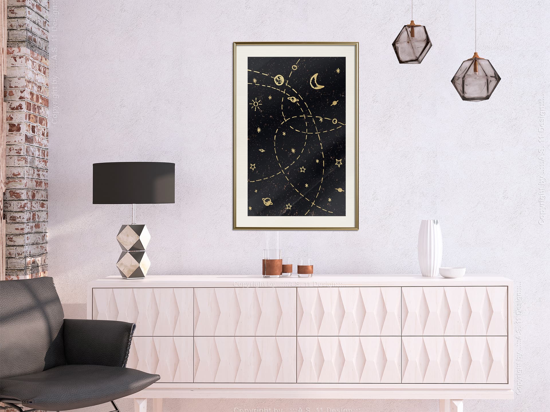 

Plakat - Orbity (rozmiar 20x30, wykończenie Rama złota z passe-partout)