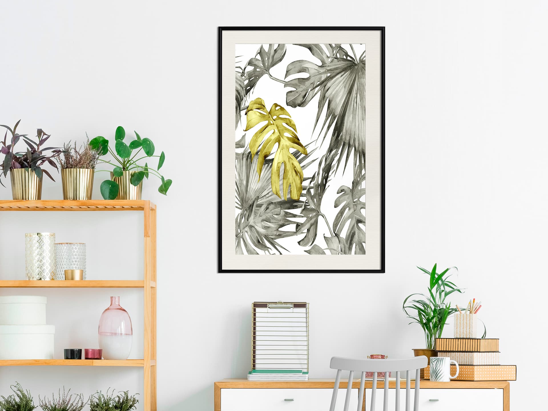

Plakat - Wyjątkowy liść (rozmiar 20x30, wykończenie Rama czarna z passe-partout)