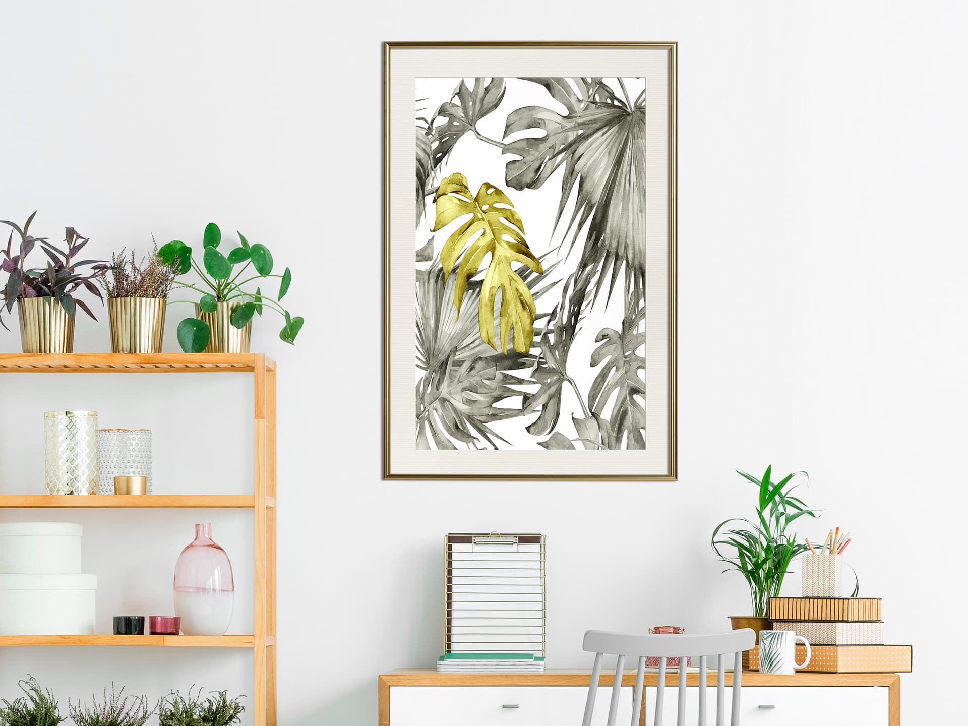 

Plakat - Wyjątkowy liść (rozmiar 30x45, wykończenie Rama złota z passe-partout)