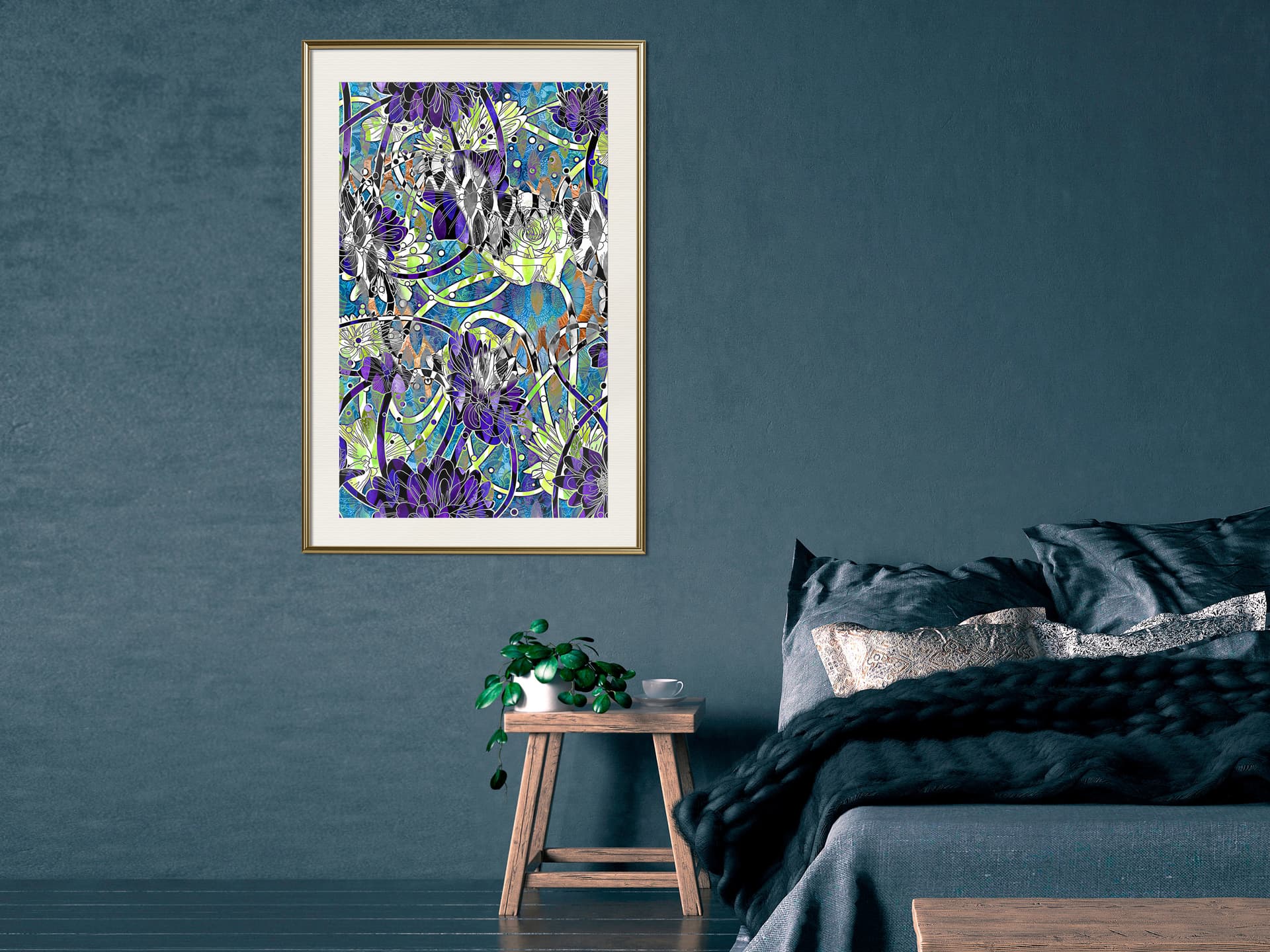

Plakat - Nowoczesna arabeska (rozmiar 30x45, wykończenie Rama złota z passe-partout)