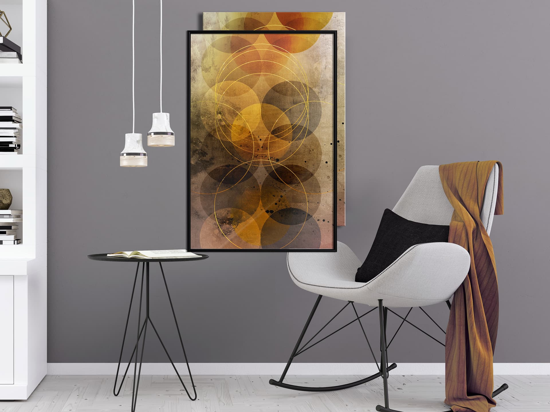 

Plakat - Złote okręgi (rozmiar 20x30, wykończenie Rama czarna)