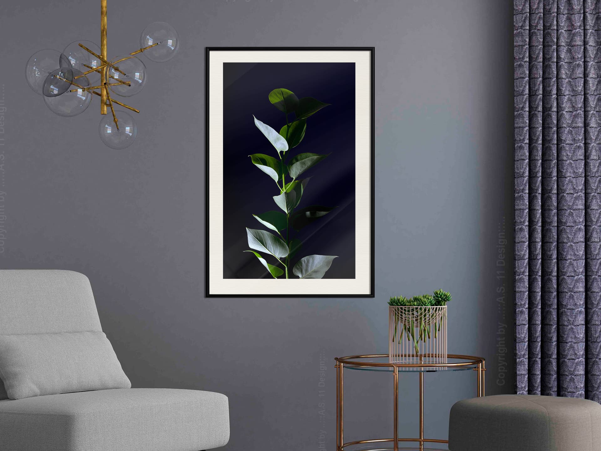 

Plakat - Roślinna elegancja (rozmiar 20x30, wykończenie Rama czarna z passe-partout)