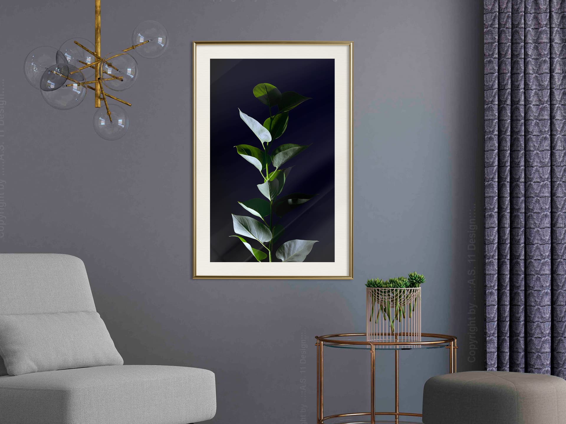 

Plakat - Roślinna elegancja (rozmiar 20x30, wykończenie Rama złota z passe-partout)