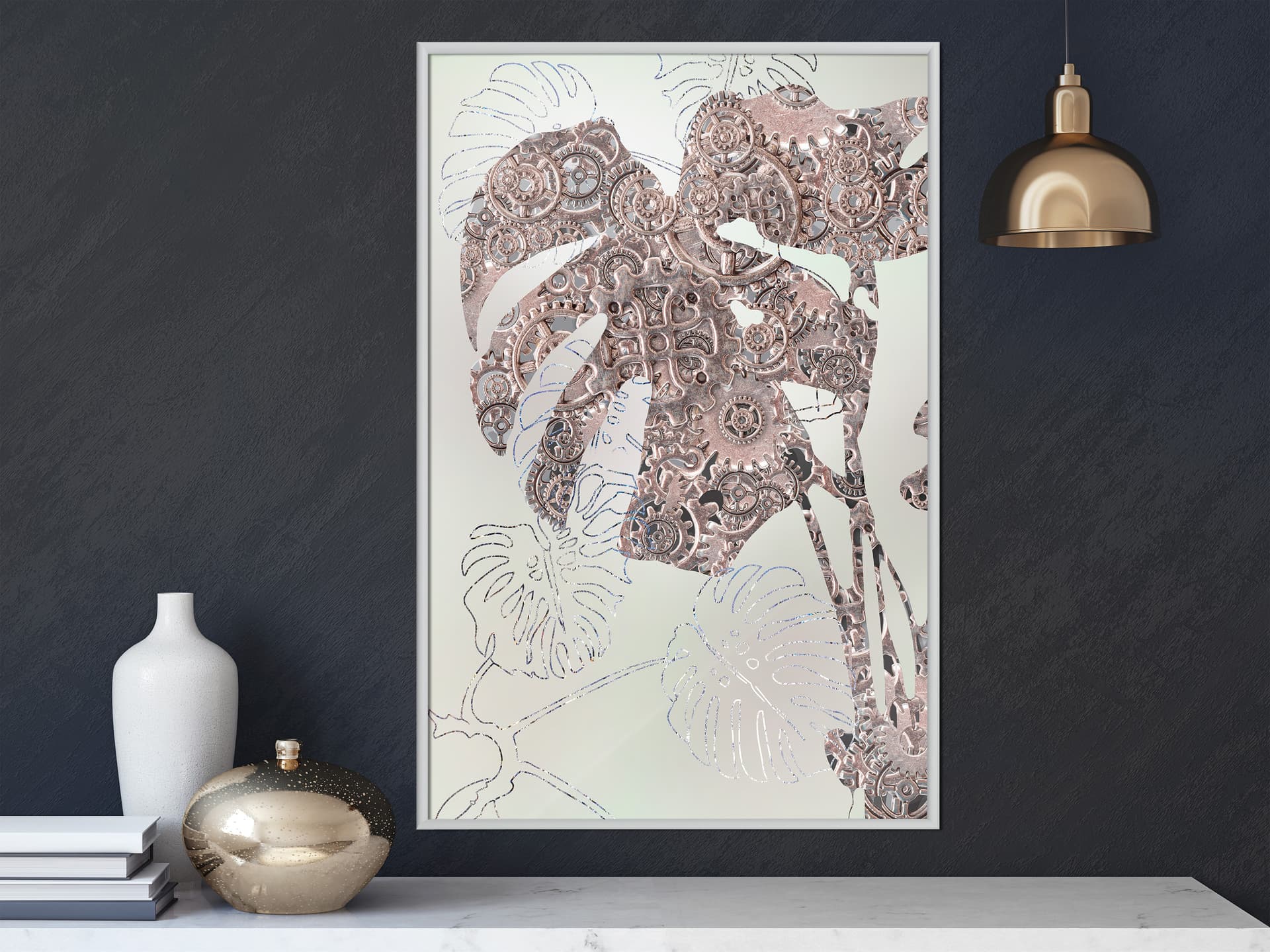 

Plakat - Zdobiona monstera (rozmiar 30x45, wykończenie Rama biała)