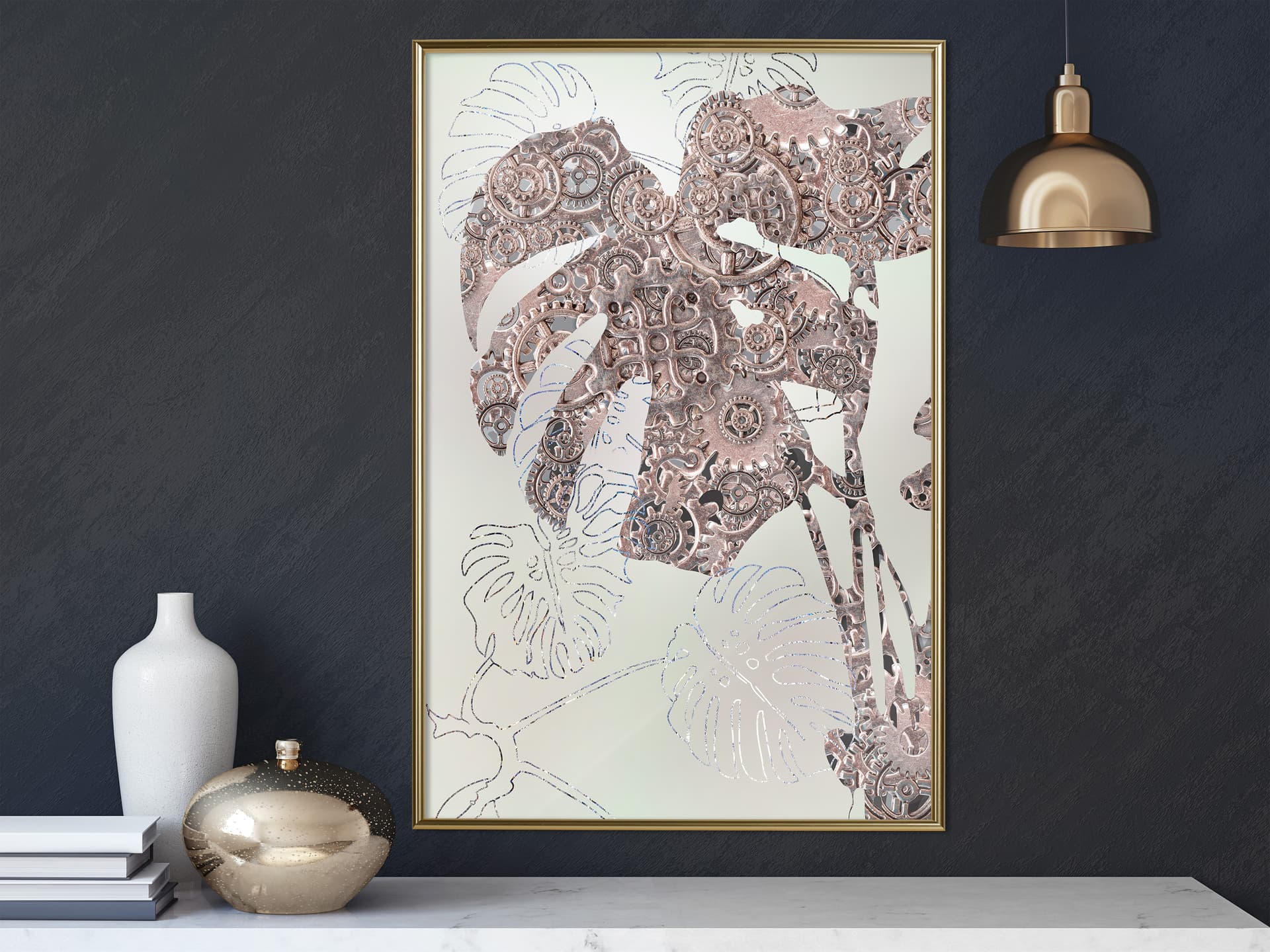 

Plakat - Zdobiona monstera (rozmiar 40x60, wykończenie Rama złota)