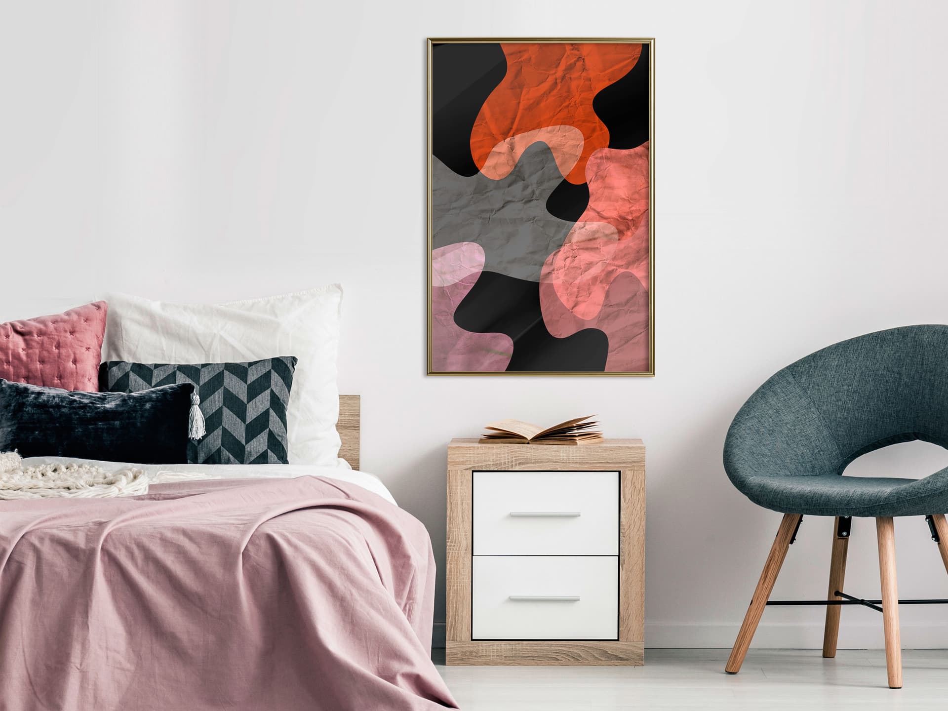 

Plakat - Kolorowy kamuflaż (pomarańczowy) (rozmiar 20x30, wykończenie Rama złota)