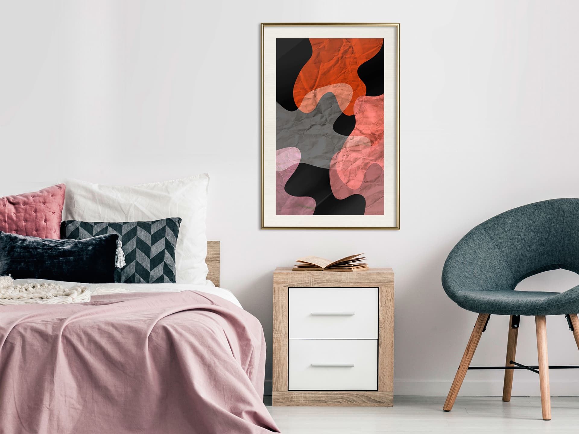 

Plakat - Kolorowy kamuflaż (pomarańczowy) (rozmiar 20x30, wykończenie Rama złota z passe-partout)