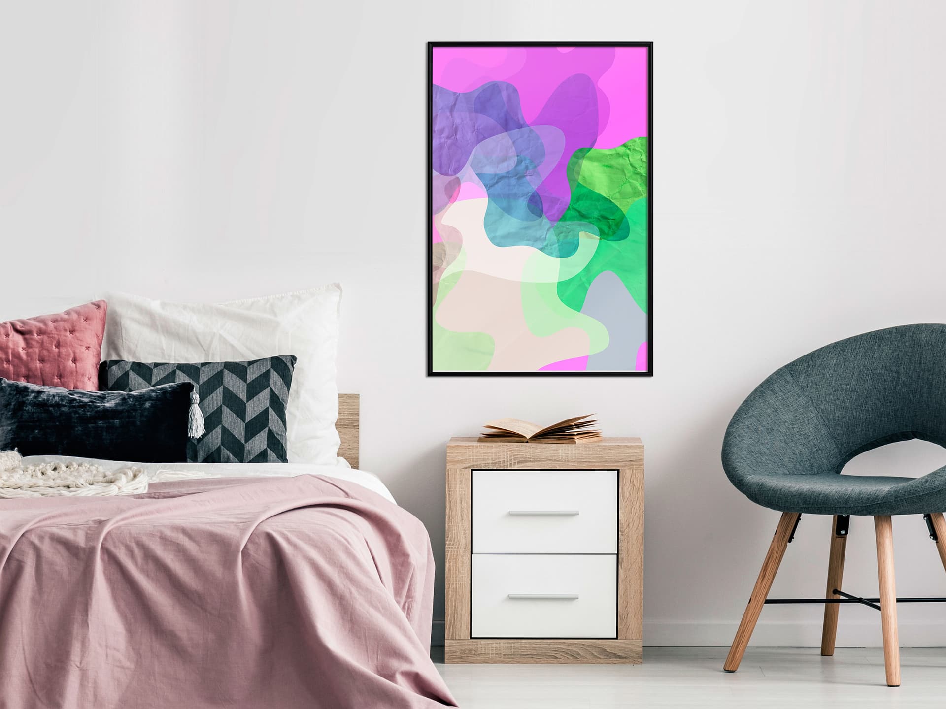 

Plakat - Kolorowy kamuflaż (różowy) (rozmiar 30x45, wykończenie Rama czarna)
