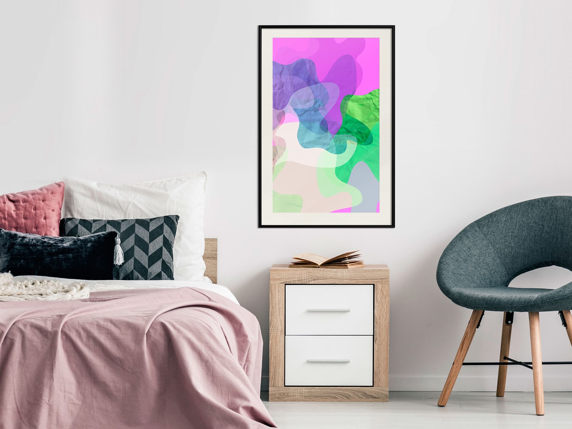 

Plakat - Kolorowy kamuflaż (różowy) (rozmiar 20x30, wykończenie Rama czarna z passe-partout)