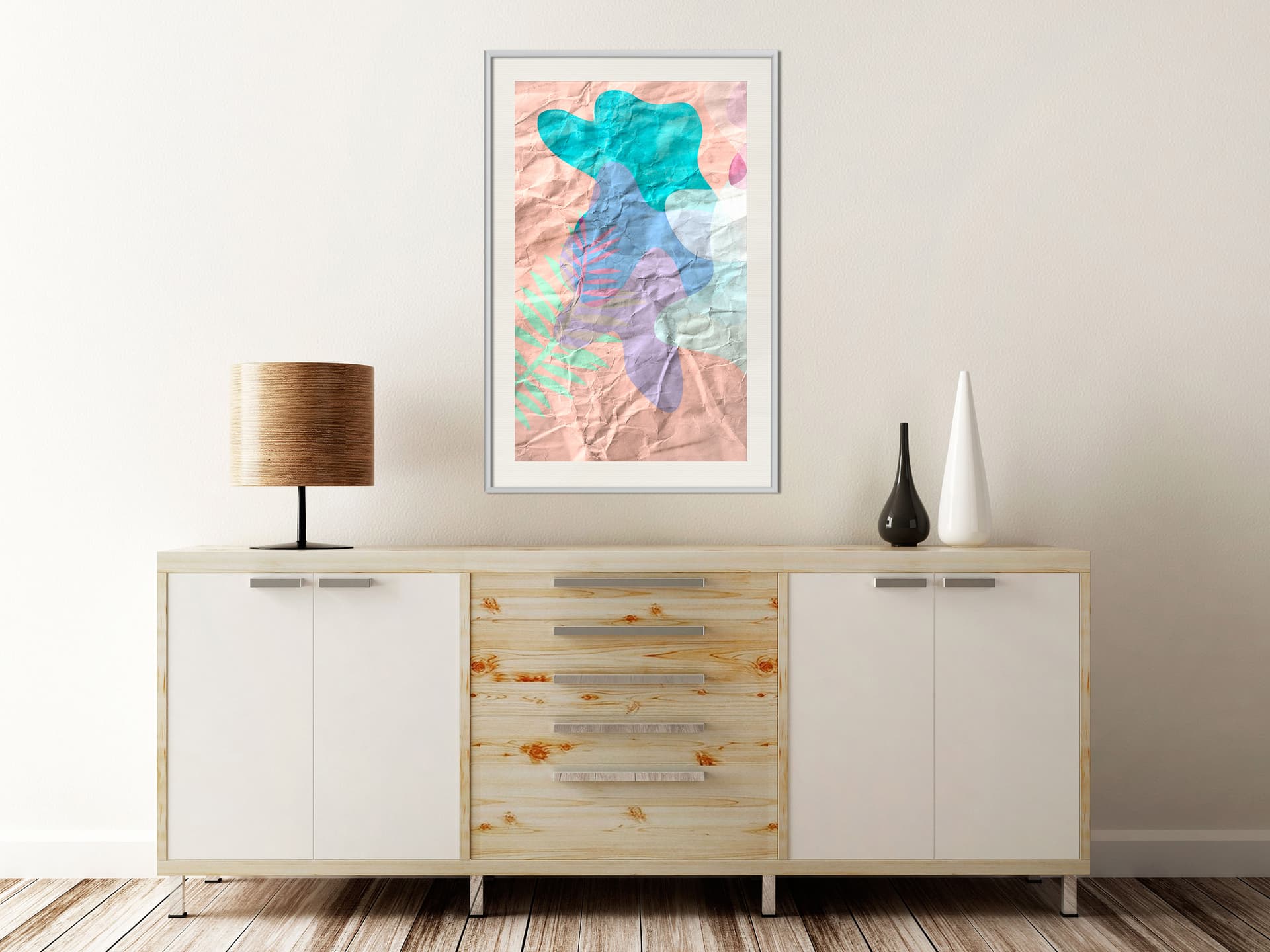 

Plakat - Kolorowy kamuflaż (brzoskwiniowy) (rozmiar 20x30, wykończenie Rama biała z passe-partout)