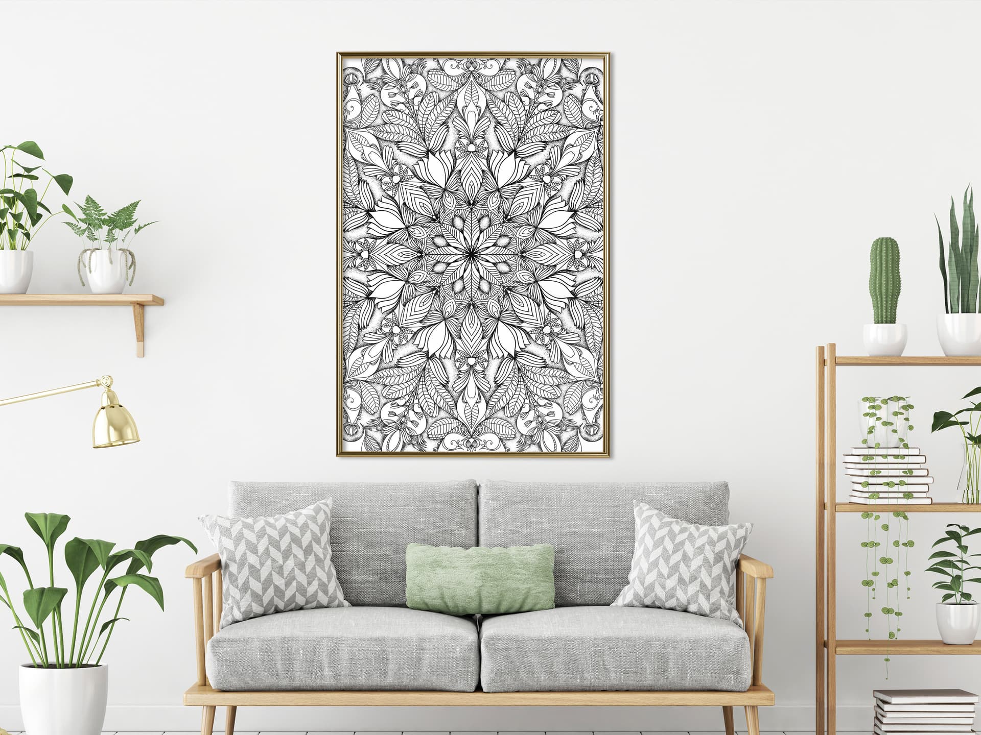 

Plakat - Bezbarwna mandala (rozmiar 20x30, wykończenie Rama złota)