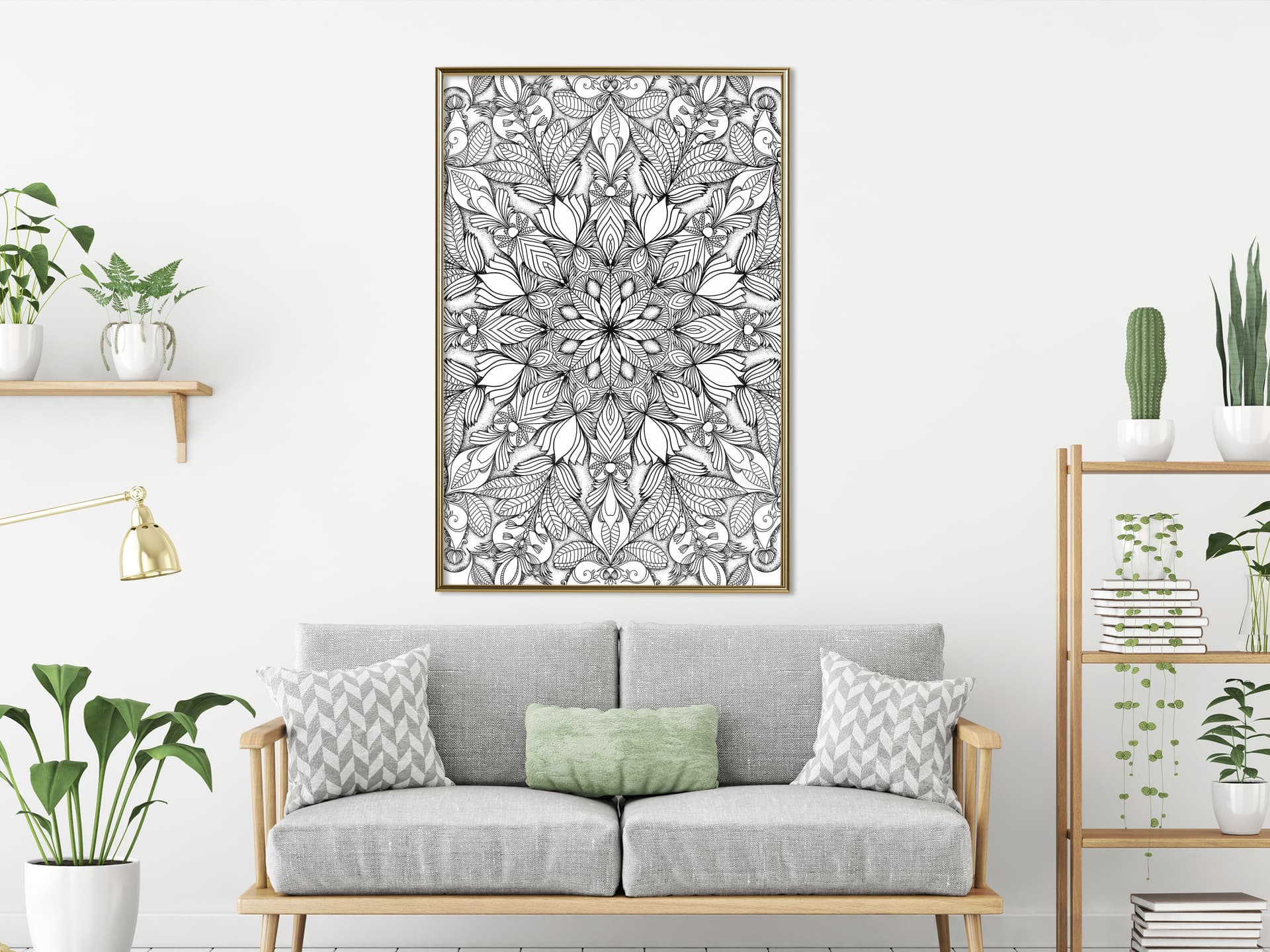 

Plakat - Bezbarwna mandala (rozmiar 30x45, wykończenie Rama złota)