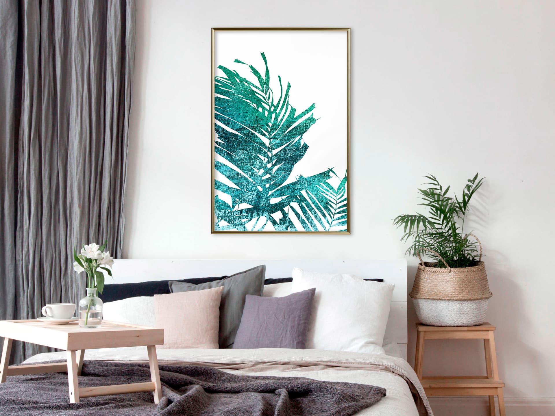 

Plakat - Turkusowa palma na białym tle (rozmiar 20x30, wykończenie Rama złota)