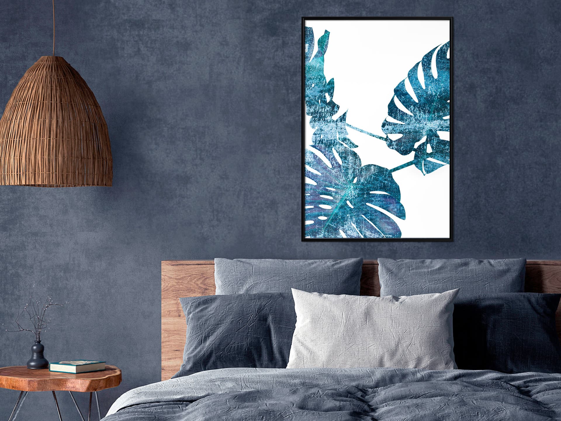 

Plakat - Szafirowa monstera (rozmiar 20x30, wykończenie Rama czarna)