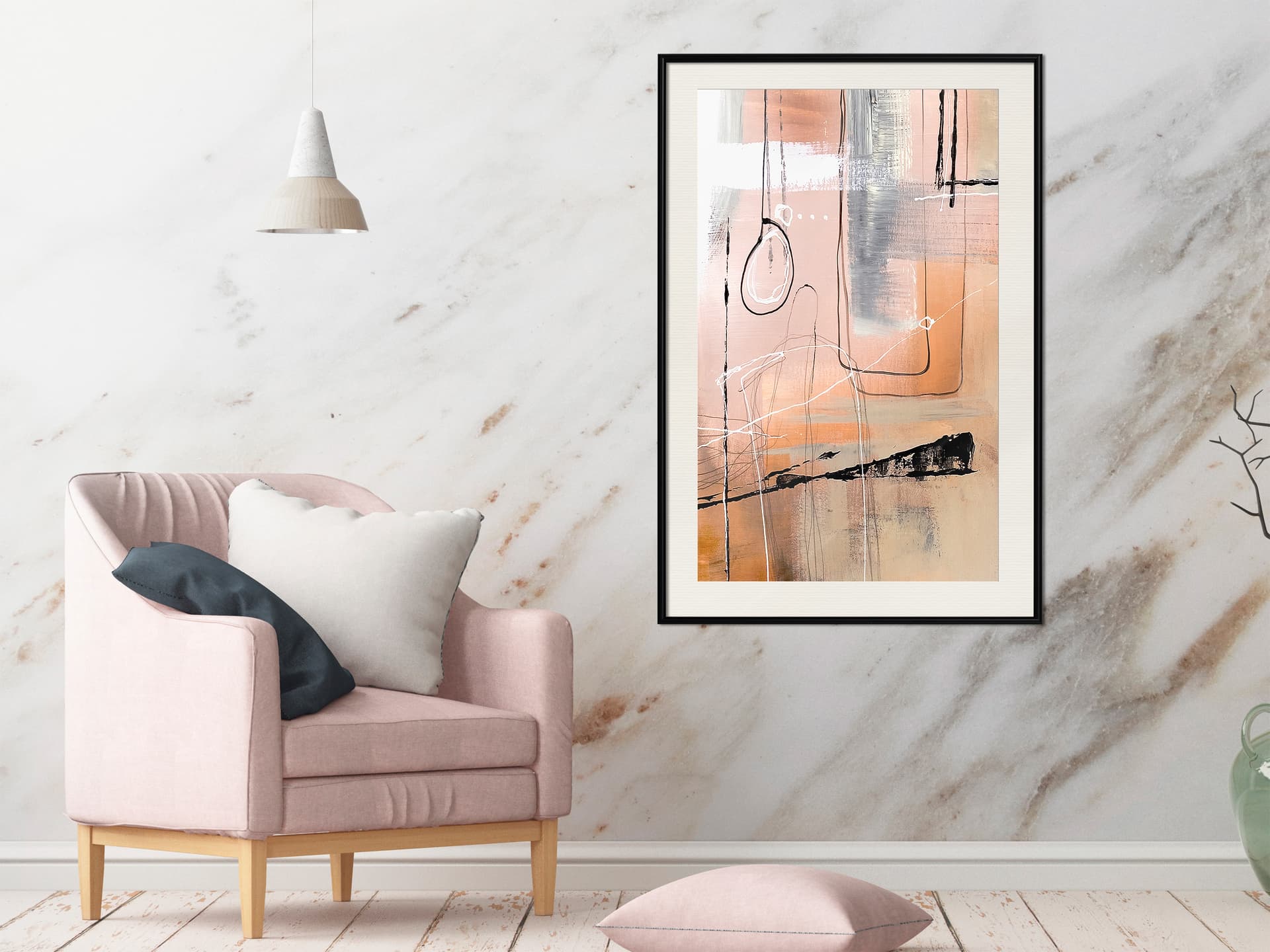 

Plakat - Pastelowa abstrakcja (rozmiar 30x45, wykończenie Rama czarna z passe-partout)