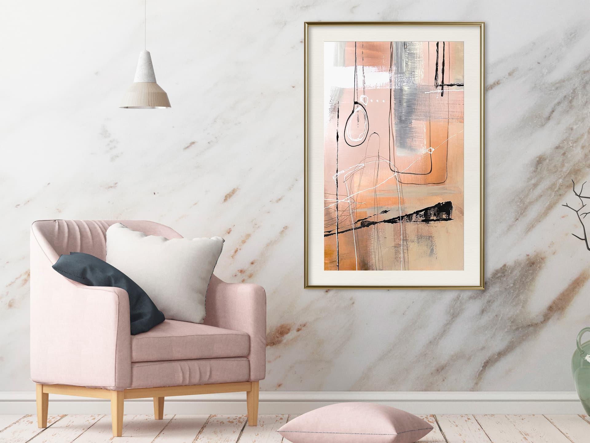 

Plakat - Pastelowa abstrakcja (rozmiar 40x60, wykończenie Rama złota z passe-partout)