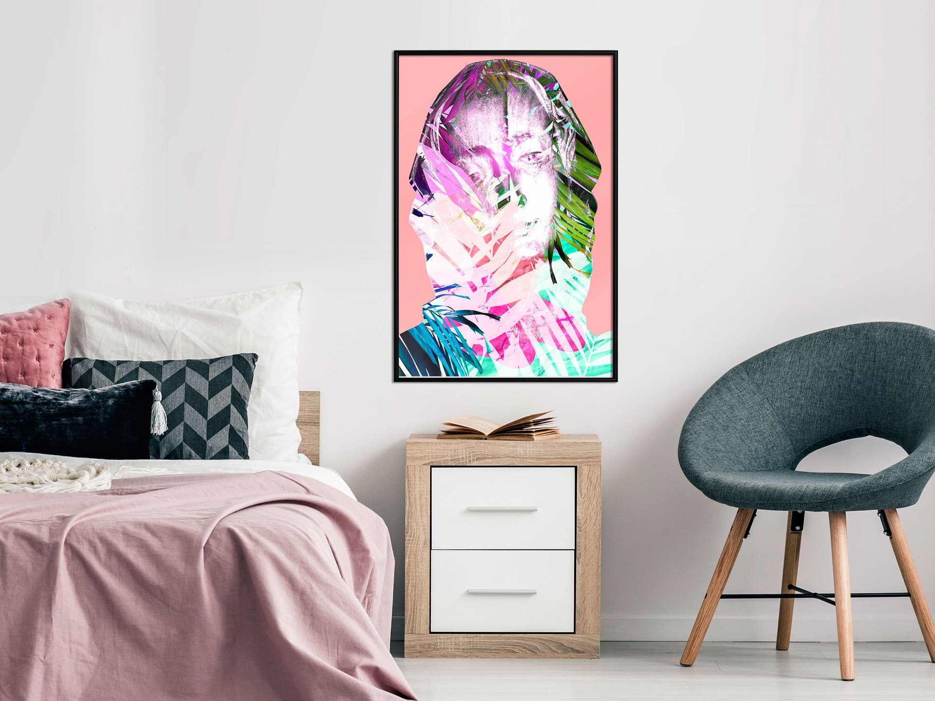 

Plakat - Skryta za kolorami (rozmiar 20x30, wykończenie Rama czarna)