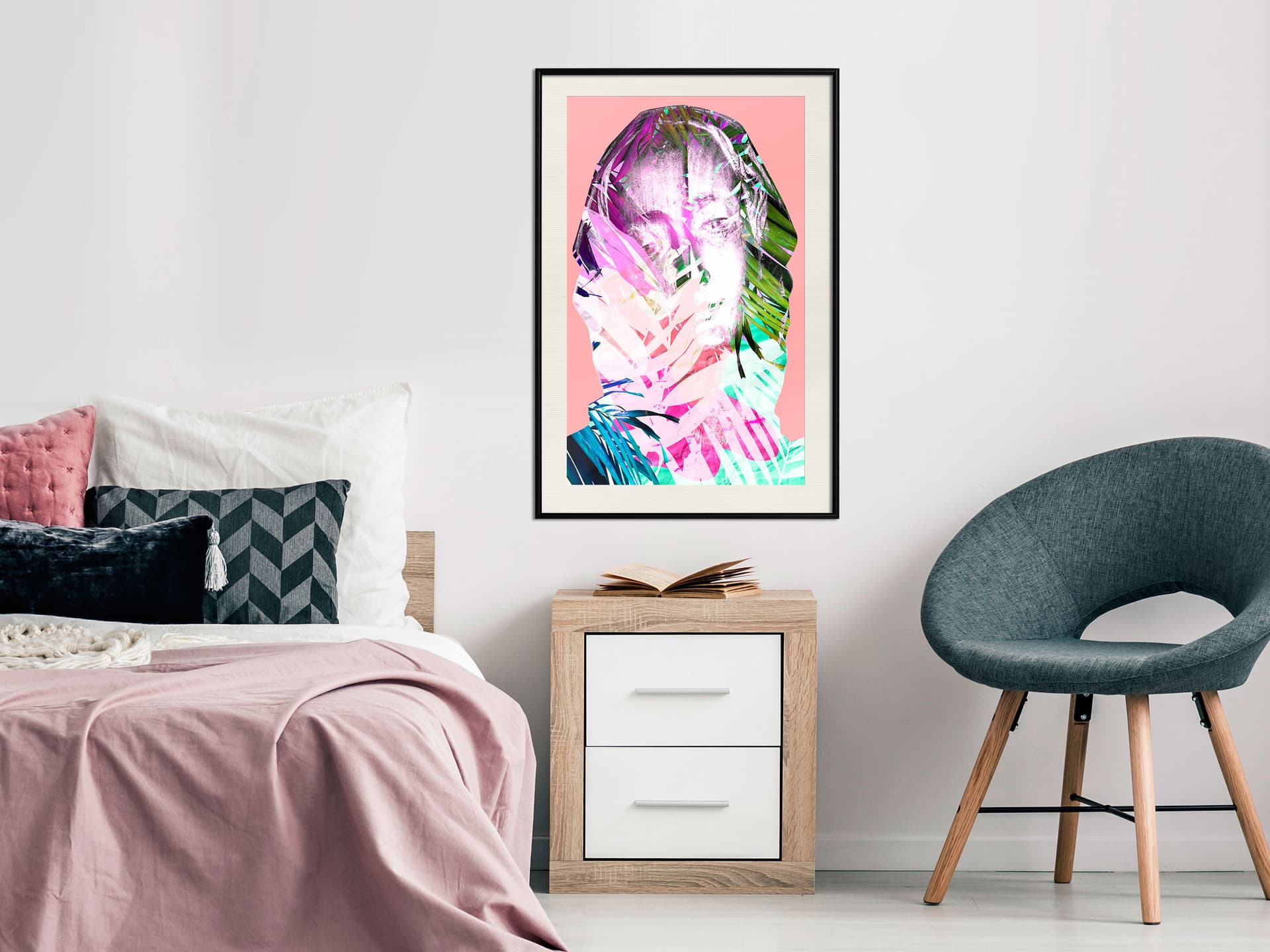 

Plakat - Skryta za kolorami (rozmiar 30x45, wykończenie Rama czarna z passe-partout)