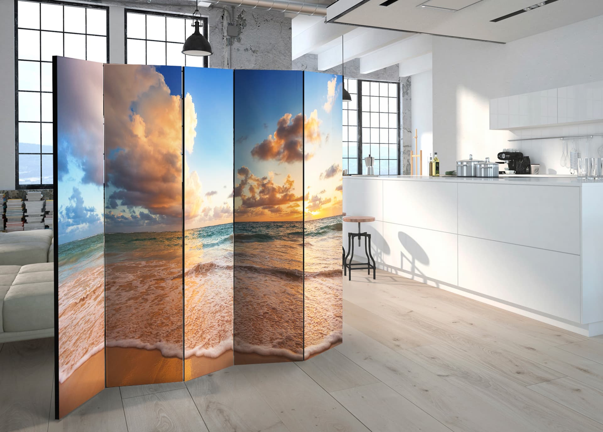 

Parawan 5-częściowy - Poranek nad morzem II [Room Dividers] (rozmiar 225x172)