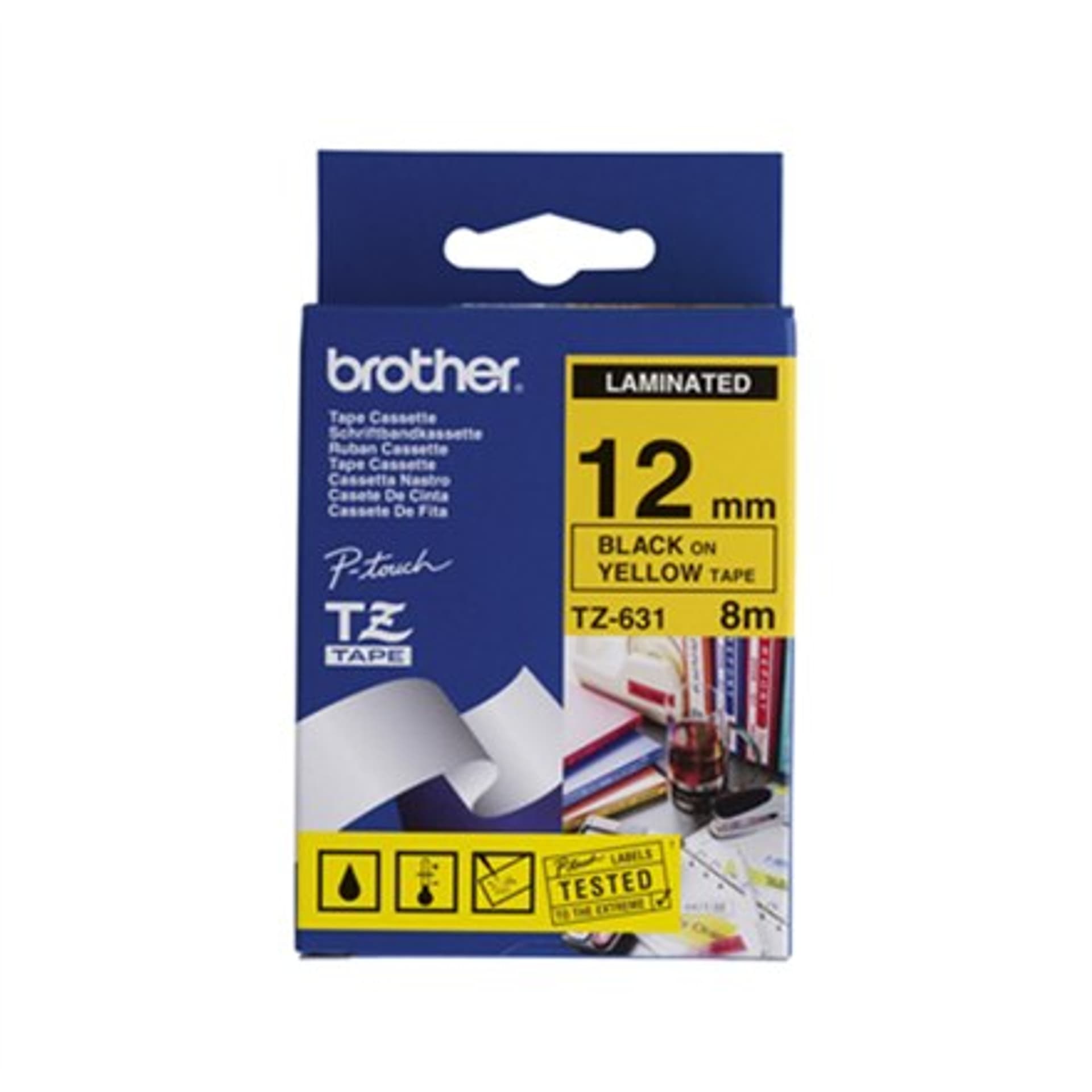 

Brother TZe-631 Laminated Tape Black on Yellow, TZe, 8 m, 1.2 cm