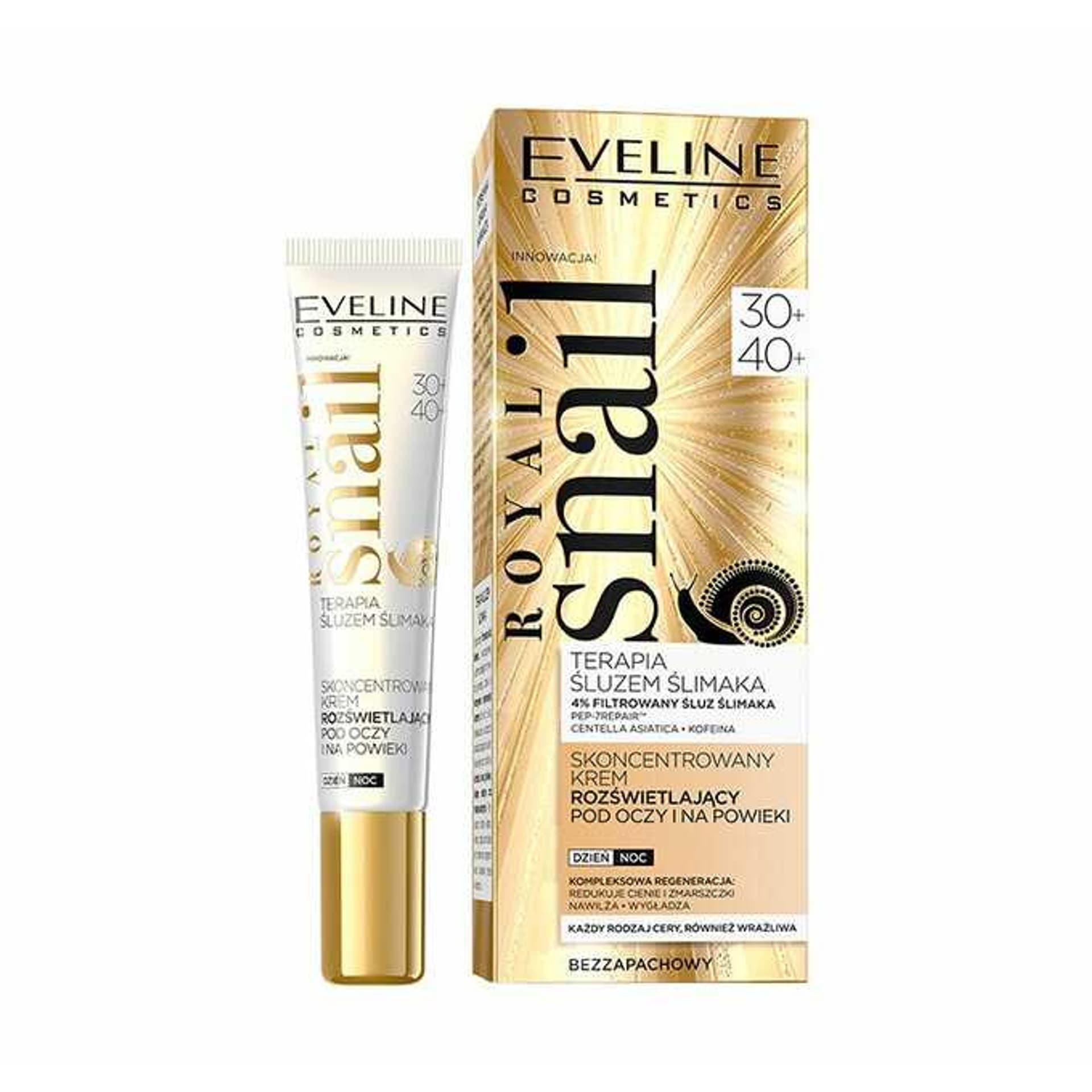 

Eveline Royal Snail 30+/40+ Skoncentrowany Krem rozświetlający pod oczy i na powieki na dzień i noc 20ml