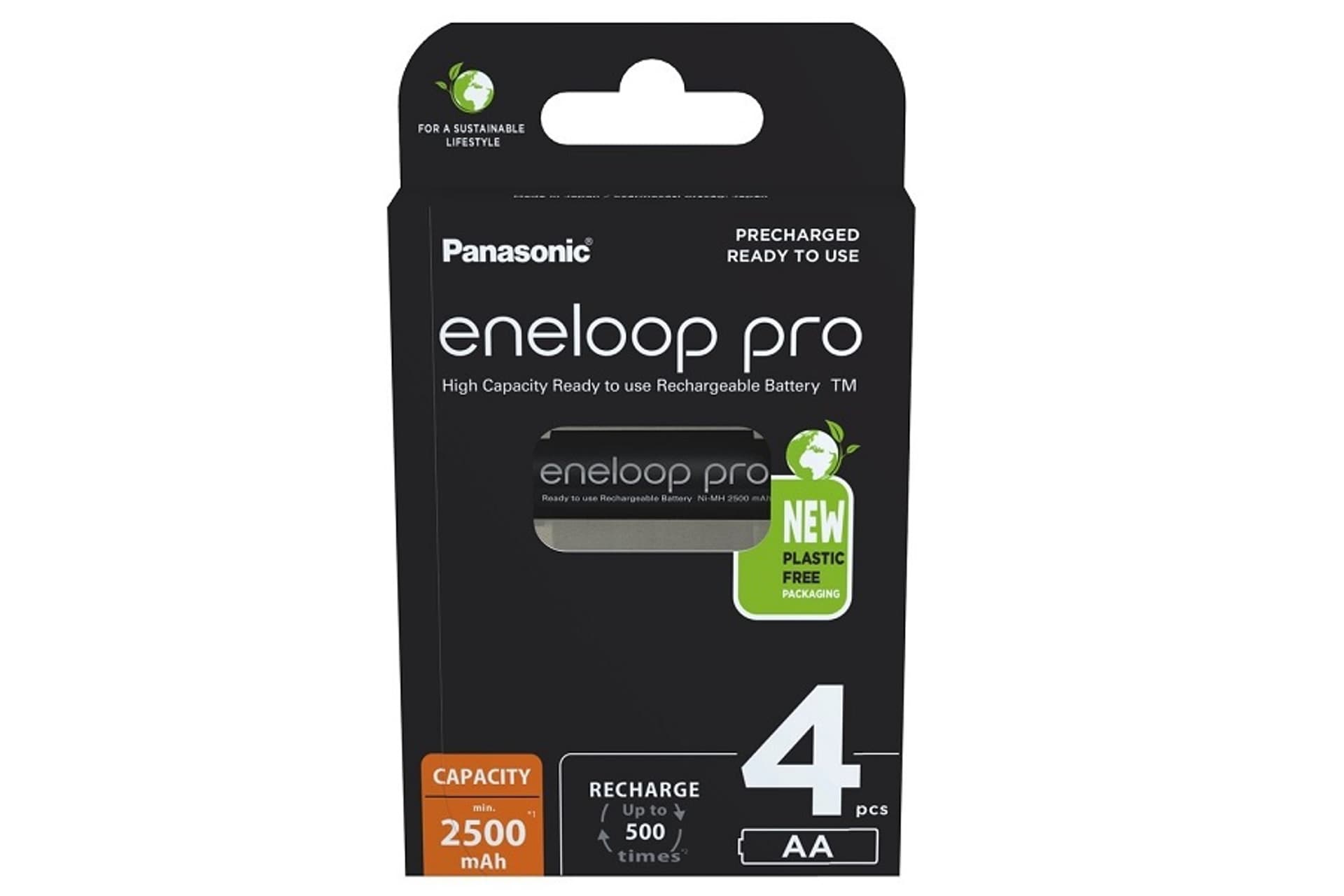 

Panasonic Rechargeable Batteries ENELOOP Pro BK-3HCDE/4BE AA, 2500 mAh, 4 pc(s)