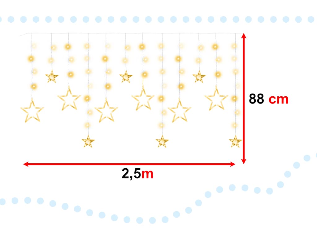 

Lampki LED kurtyna gwiazdki 2,5m 138LED ciepły biały