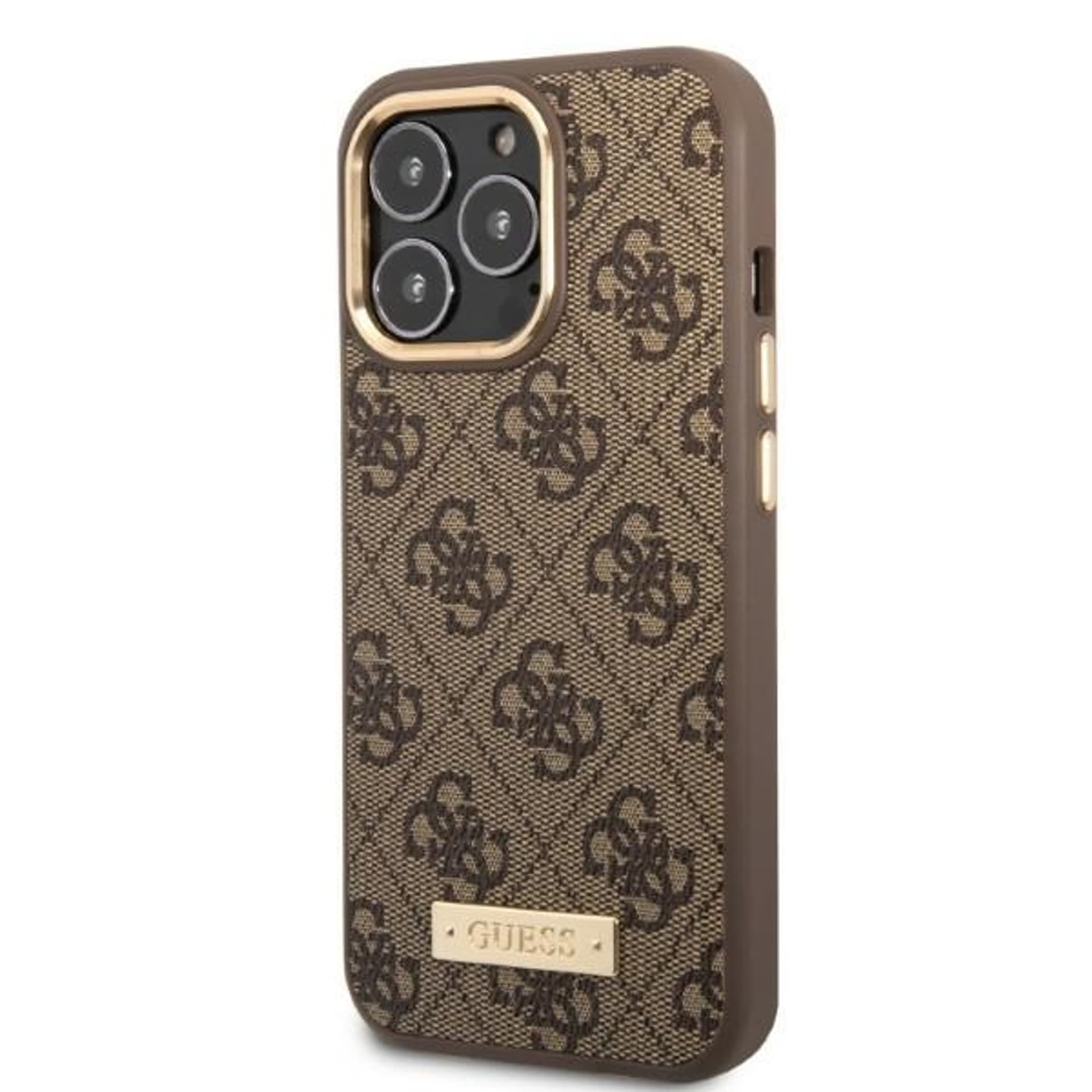 

Guess GUHMP13LU4GPRW iPhone 13 Pro / 13 6,1" brązowy/brown hard case 4G Logo Plate MagSafe