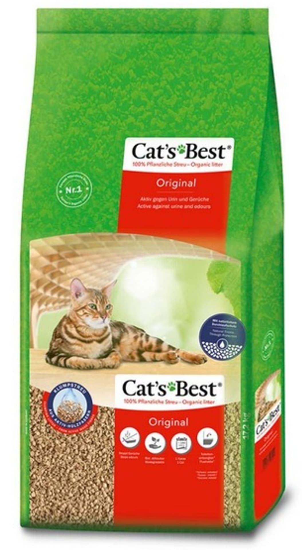 

JRS Cat'S Best Original - drewniany żwirek dla kota (zbrylający) 17,2kg, Zbrylający) 17.2k
