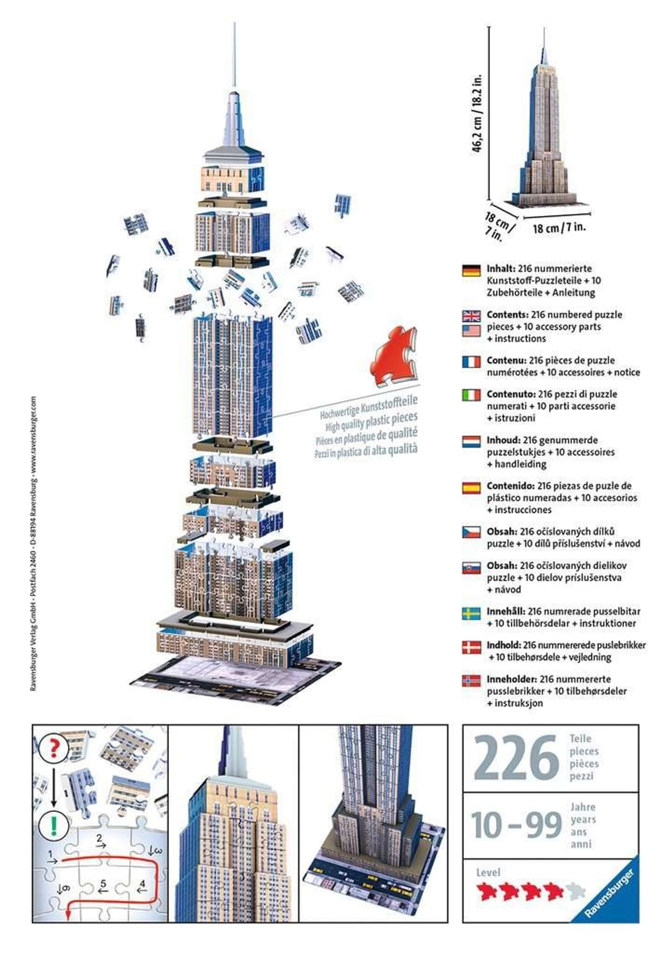 

Puzzle 3D 216 elementów Empire State Building