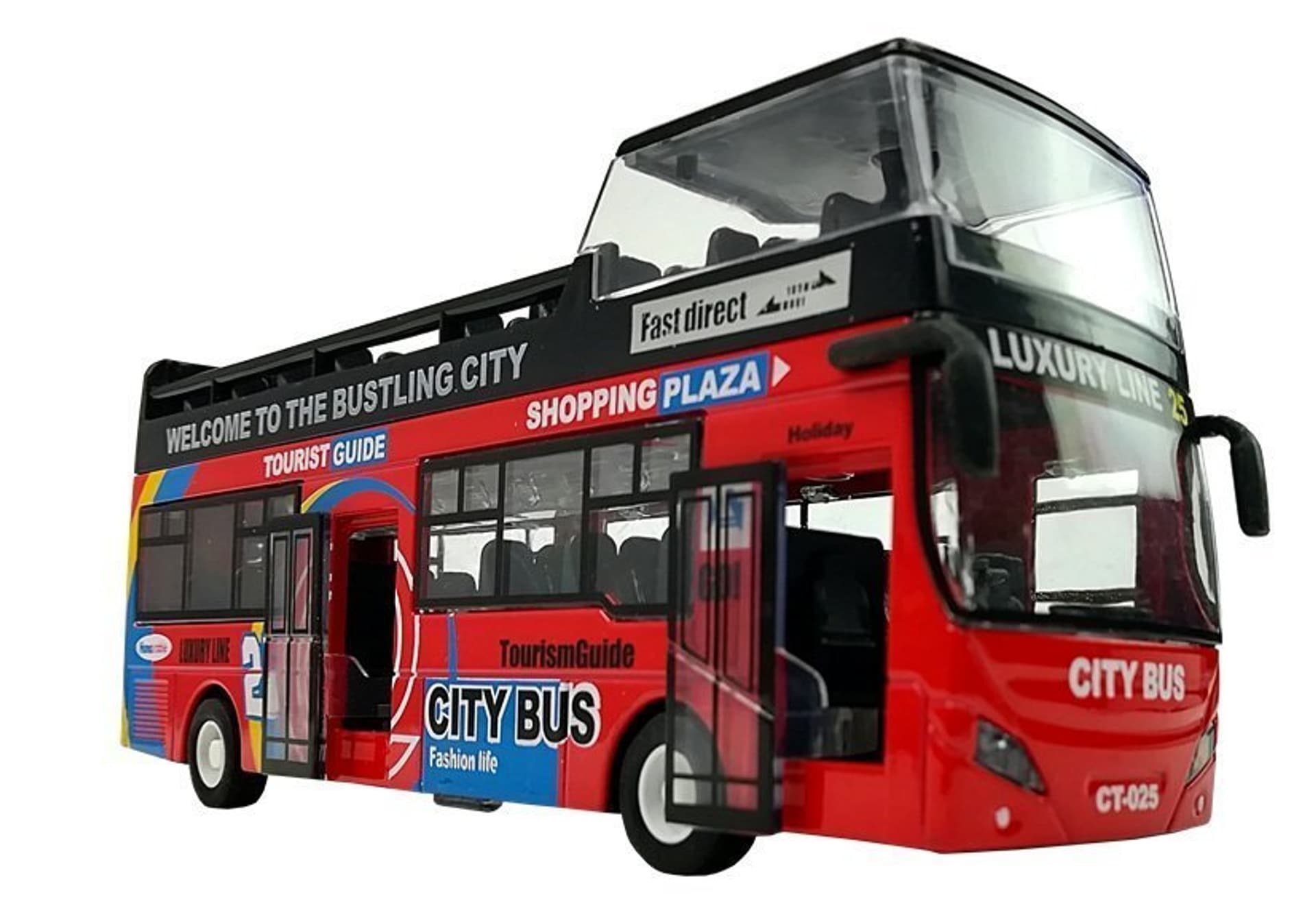

Autobus Piętrowy z Dźwiękiem 1:32 Otwierane Drzwi Czerwony