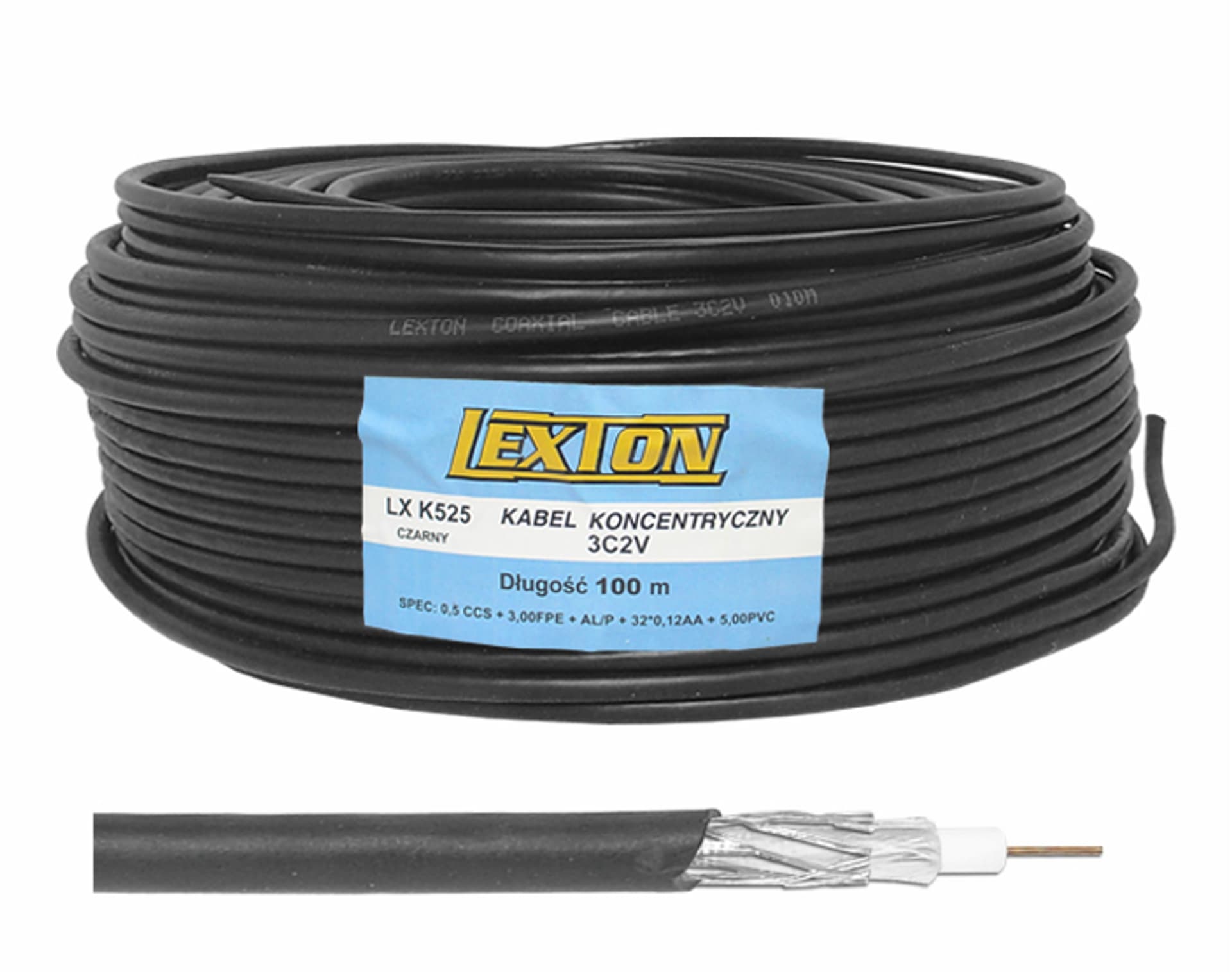 

Kabel koncentryczny 3C2V 100m czarny (1LM)