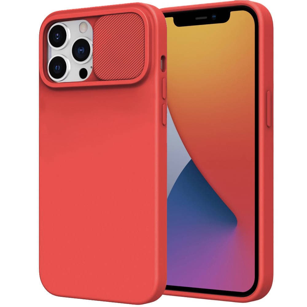 

Etui IPHONE 14 PLUS Silikonowe z Osłoną na Aparat Nexeri Silicone Lens burgundowe