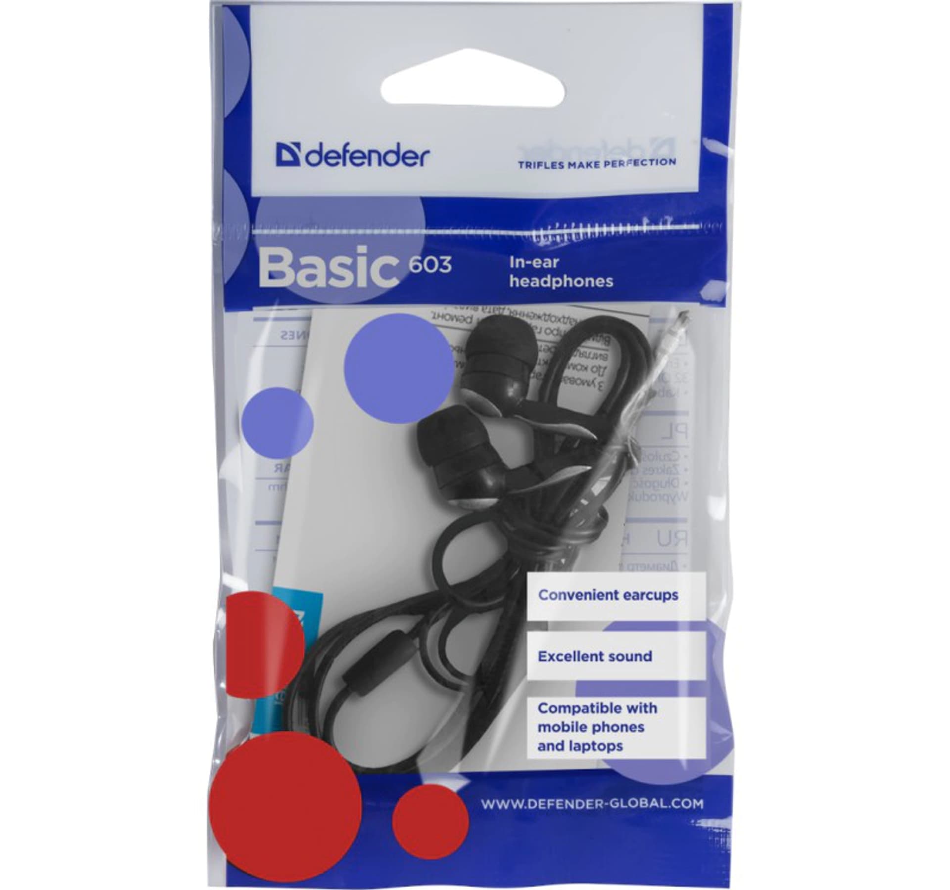 

Słuchawki douszne DEFENDER 1.1 m 3.5 mm minijack wtyk