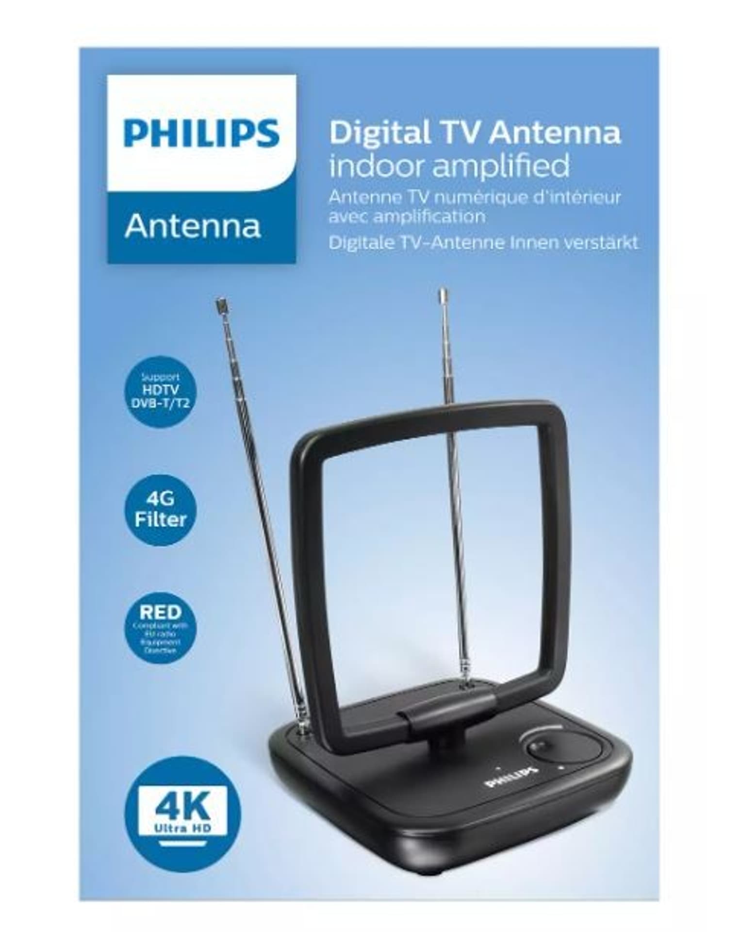 

Antena wewnętrzna 1.8m DVB-T/T2 ready RED