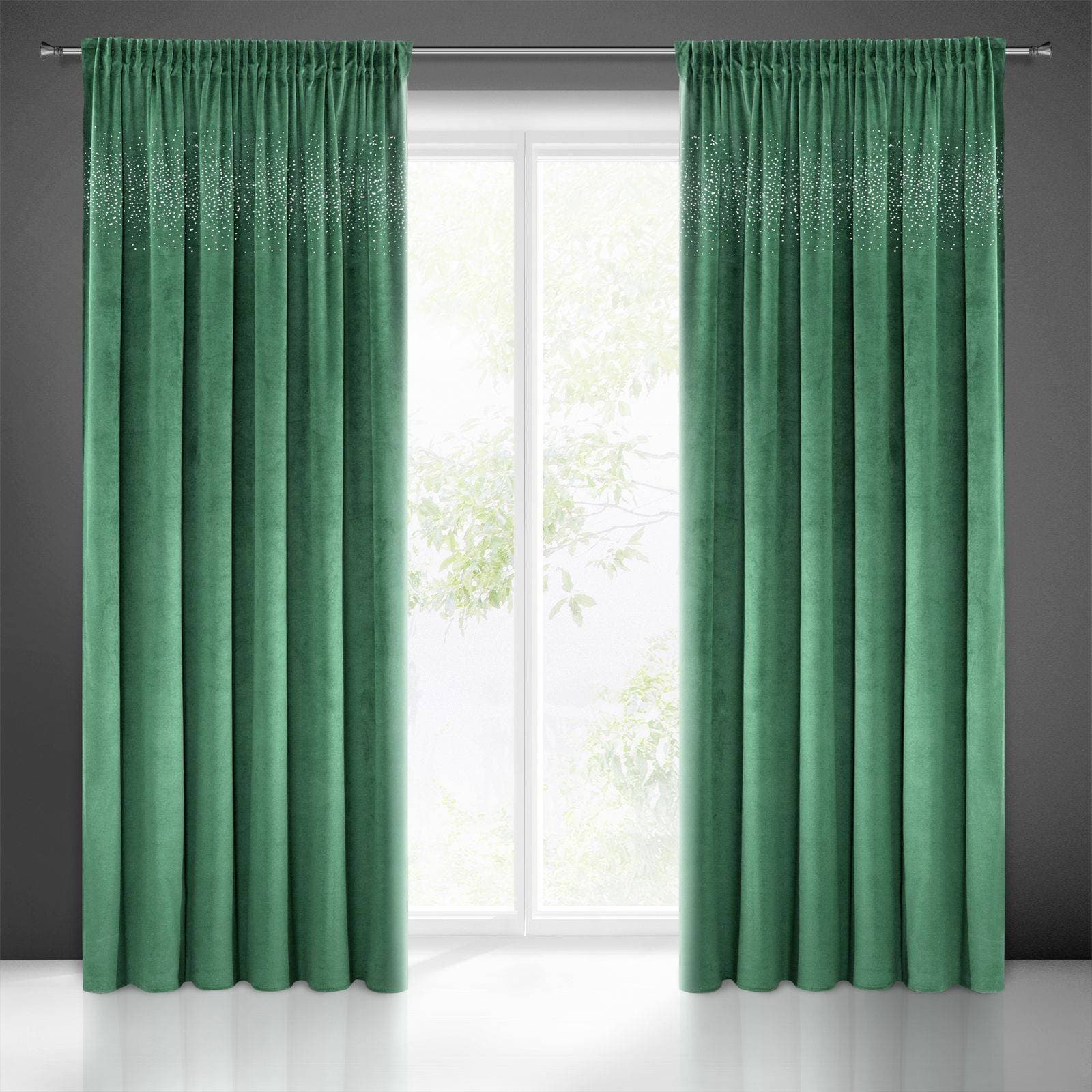 

Zasłona AURORA cyrkonie 140x270 c.zieleń
