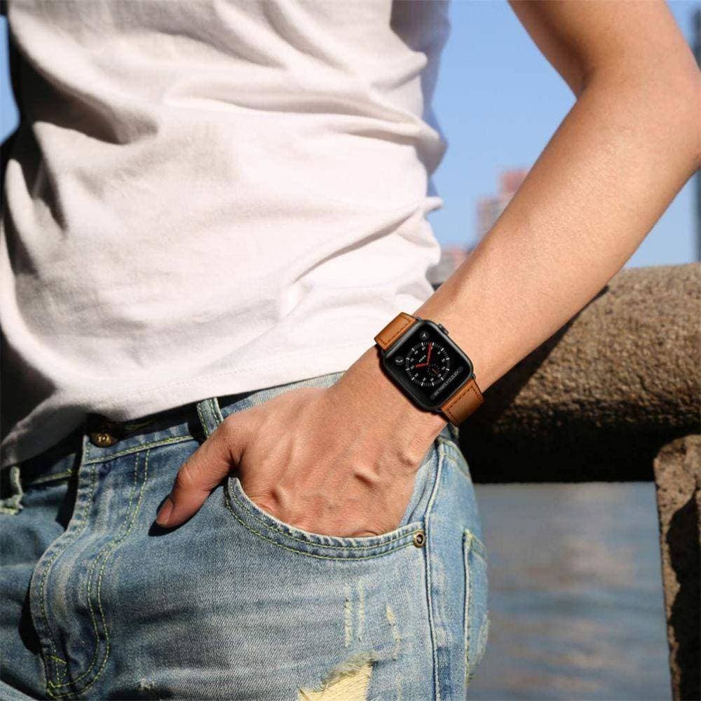 

Pasek do APPLE WATCH 4 / 5 / 6 / 7 / 8 / SE (38 / 40 / 41 MM) Tech-Protect LeatherFit brązowe, 38 / 40 / 41 mm) tech-protect leatherfit brązow