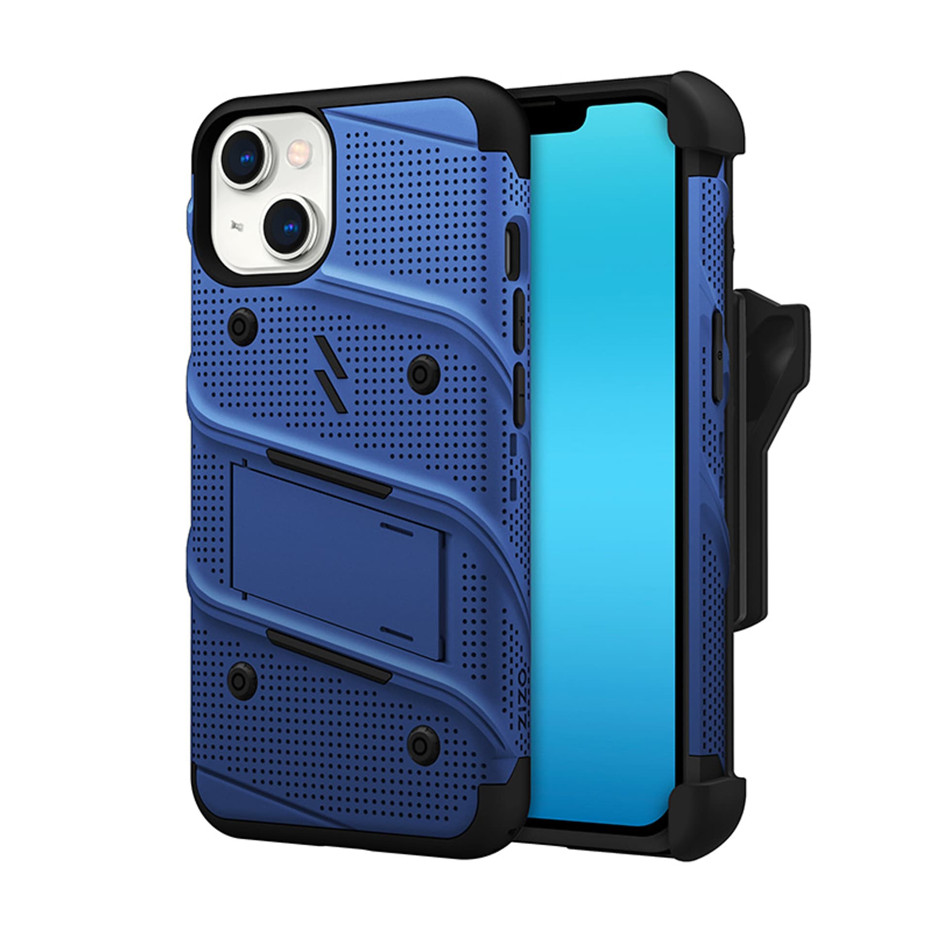 

ZIZO BOLT Series - Pancerne etui iPhone 14 ze szkłem 9H na ekran + uchwyt z podstawką (niebieski)