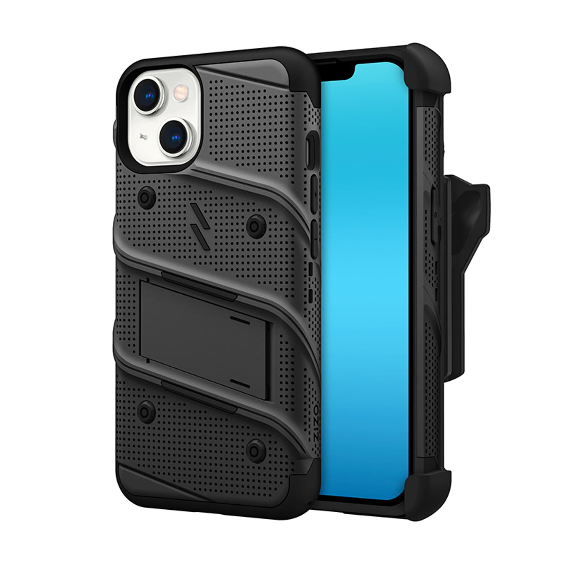 

ZIZO BOLT Series - Pancerne etui iPhone 14 ze szkłem 9H na ekran + uchwyt z podstawką (czarny)