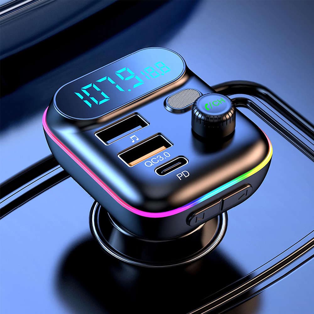 

Ładowarka samochodowa Alogy Transmiter FM Bluetooth 5.0 Karta pamięci 32GB USB QC 3.0 + TYPE-C PD